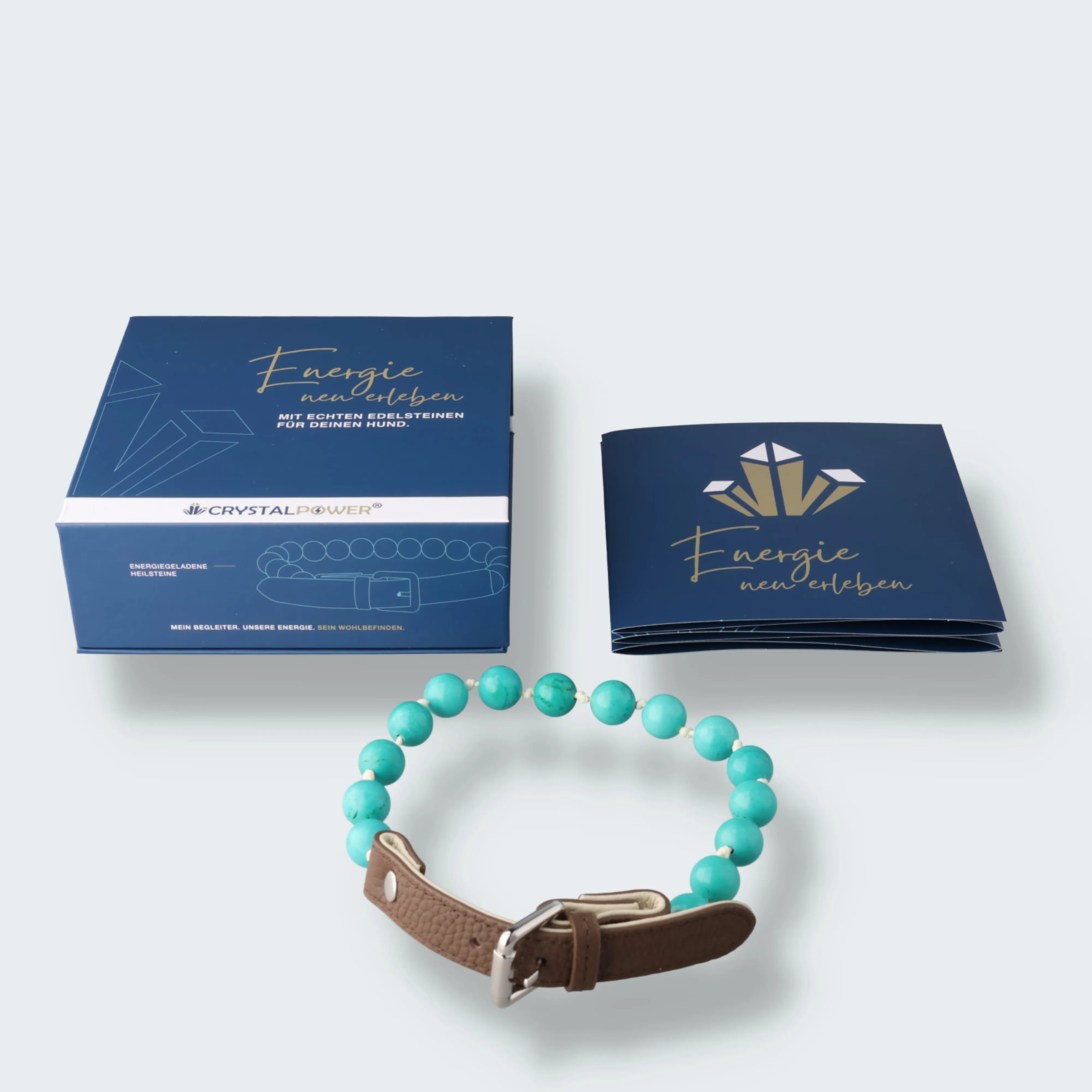 Türkis–unterstützt Kraft, Ausdauer und Widerstandskraft- Hundehalsband crystalpower®
