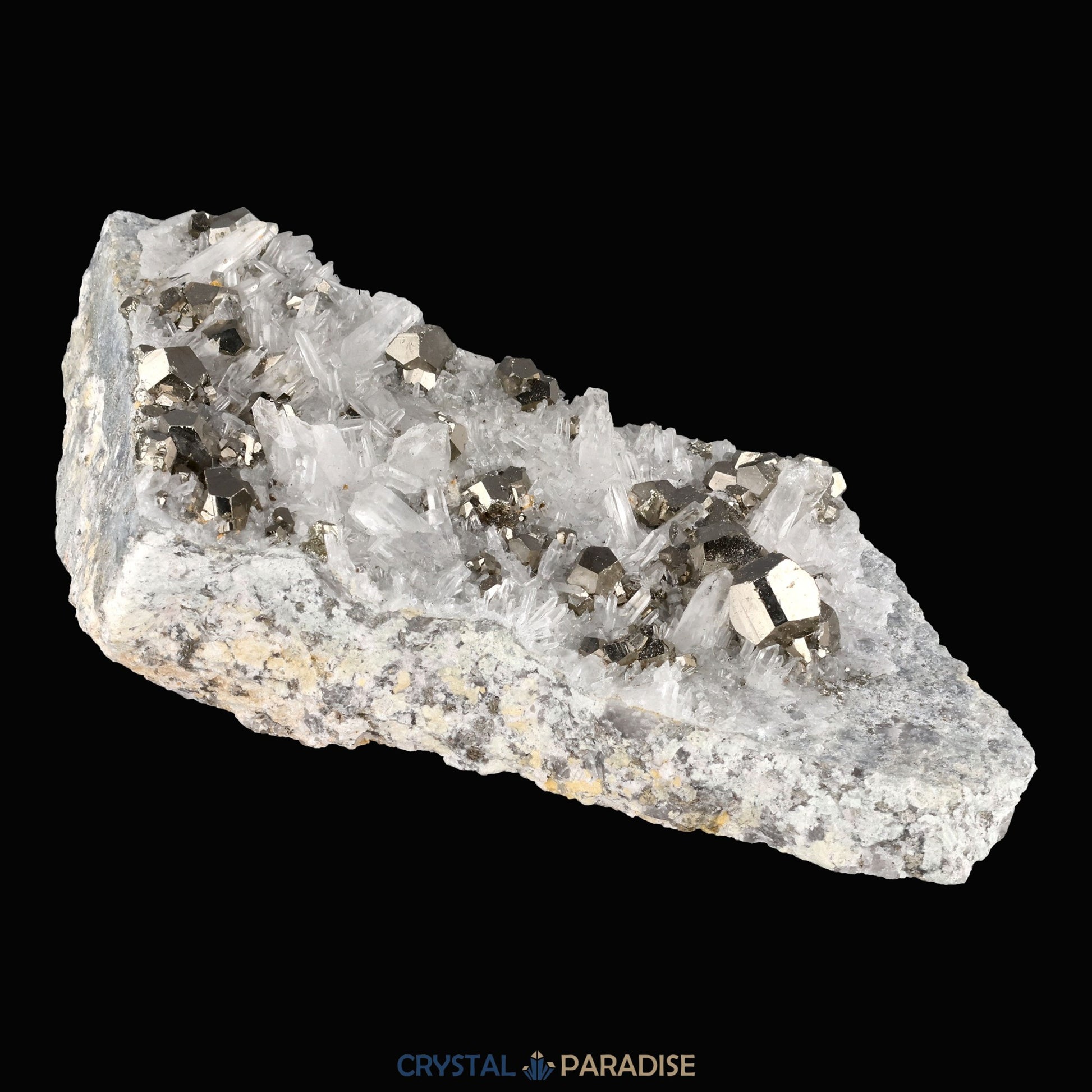 Pyrit an Bergkristall aus Indonesien (331g) - crystal paradise