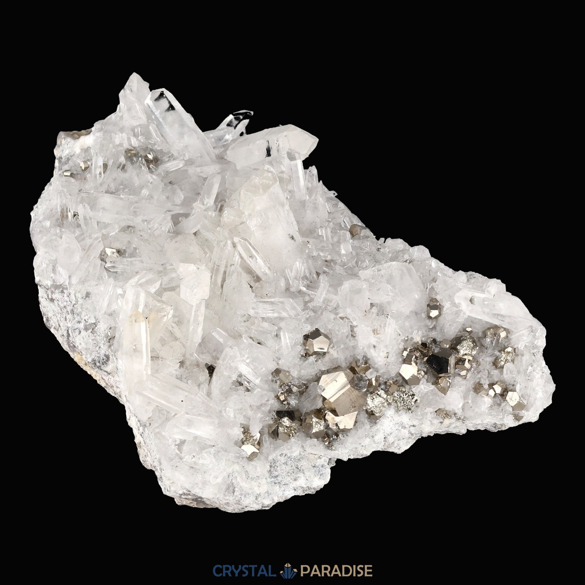 Pyrit an Bergkristall aus Indonesien (616g) - crystal paradise