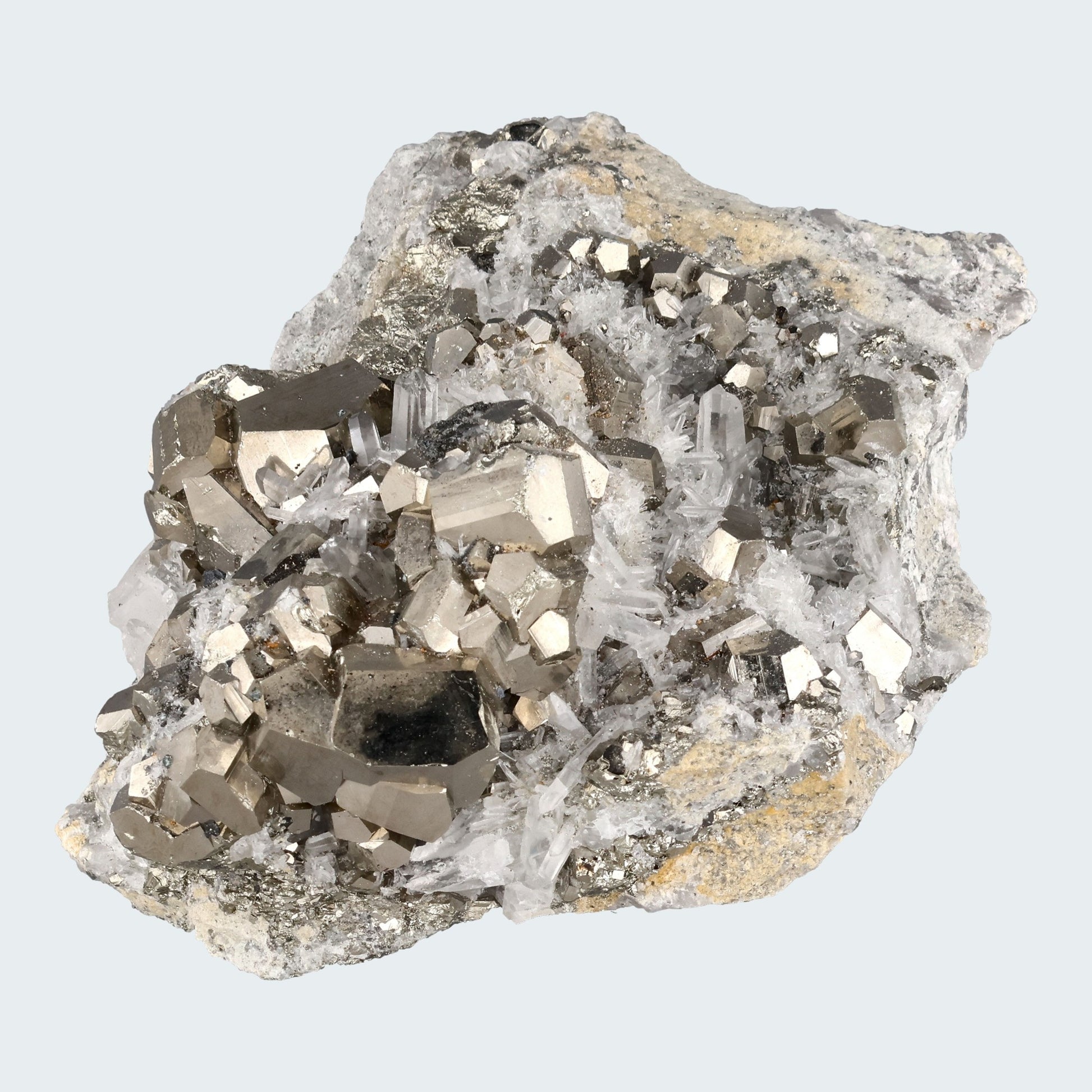 Pyrit an Bergkristall aus Indonesien (727g) - crystal paradise