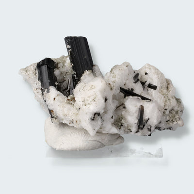 Schwarzer Schörl Turmalin an Himalaya Bergkristall (10g)