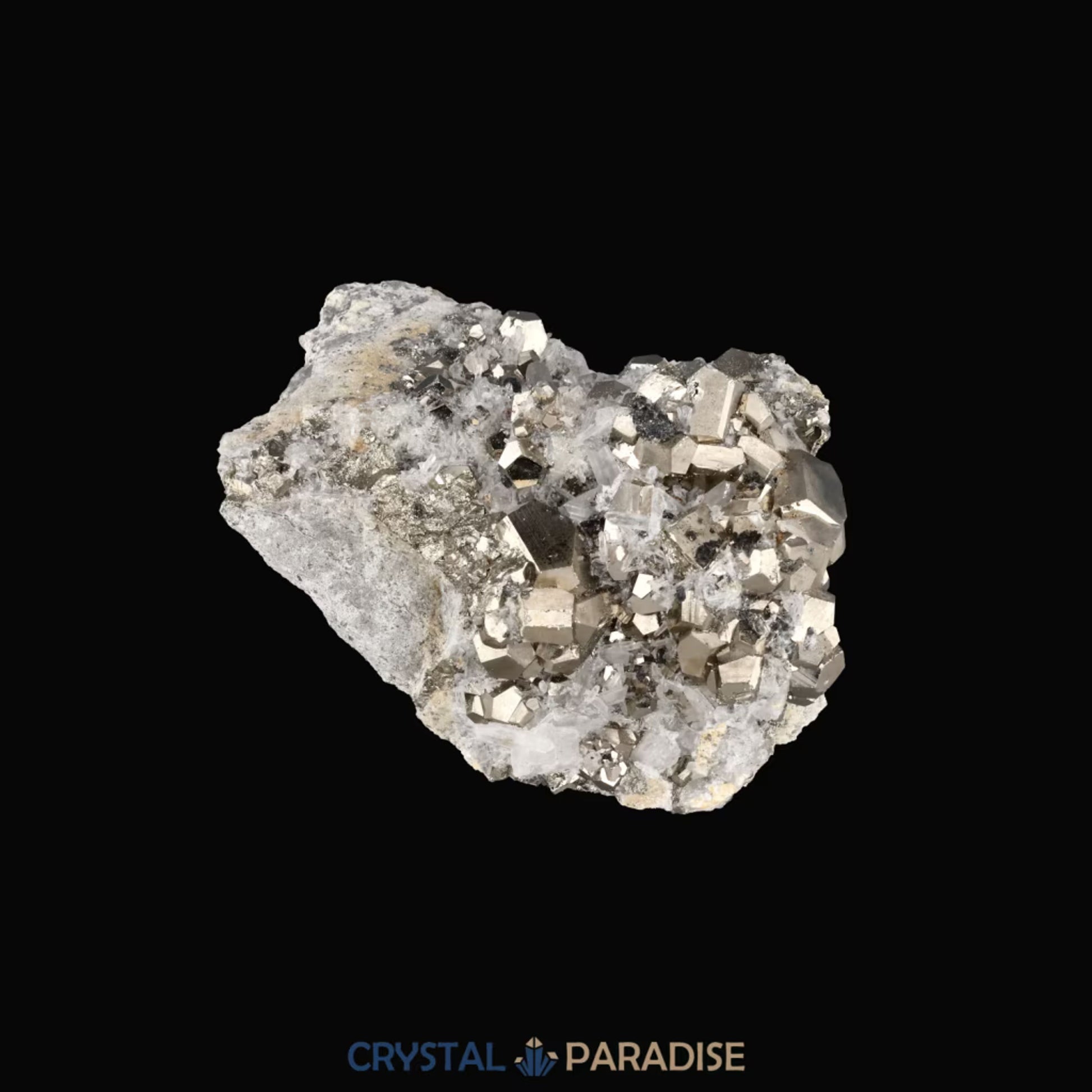 Pyrit an Bergkristall aus Indonesien (727g) - crystal paradise