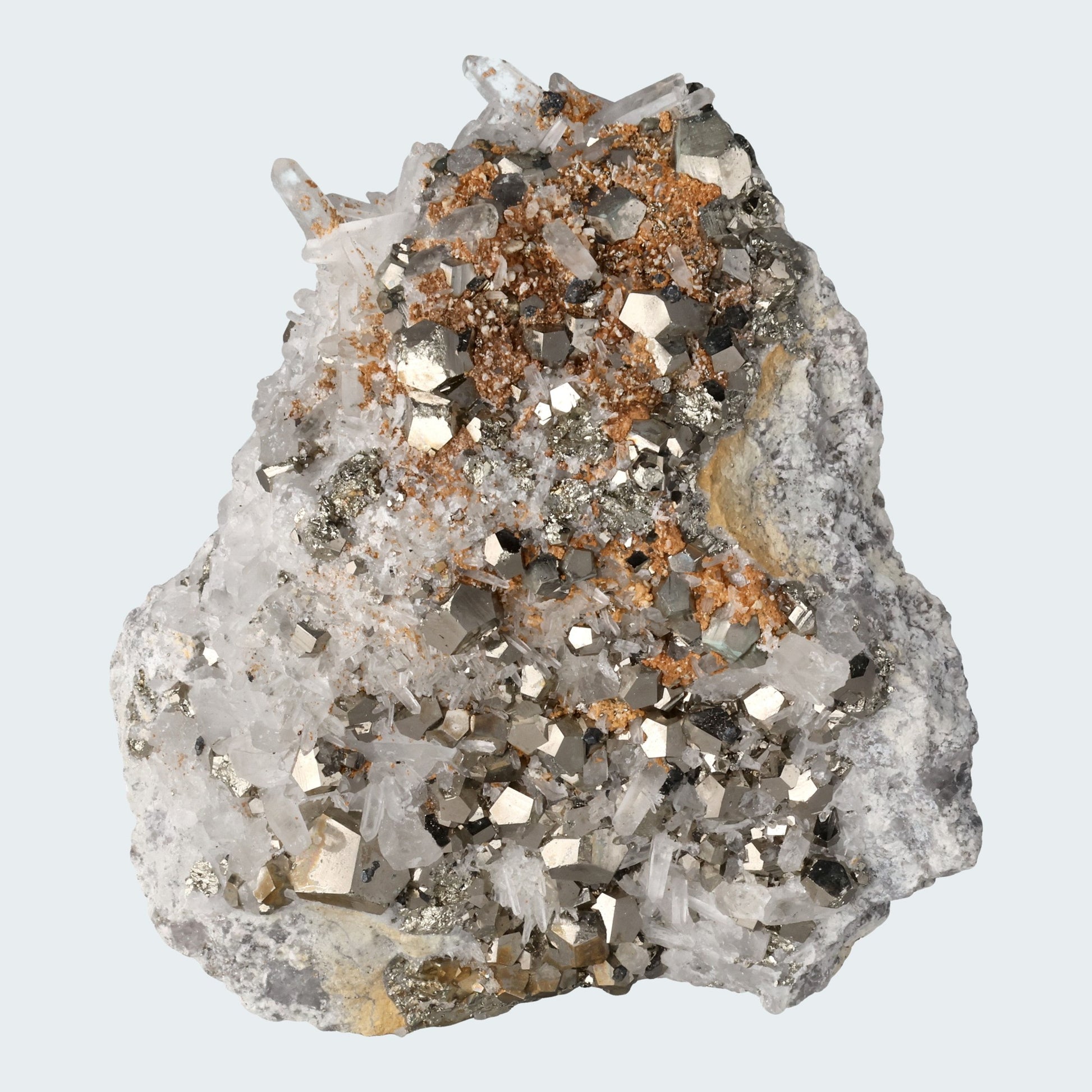 Pyrit an Bergkristall aus Indonesien (1054g)