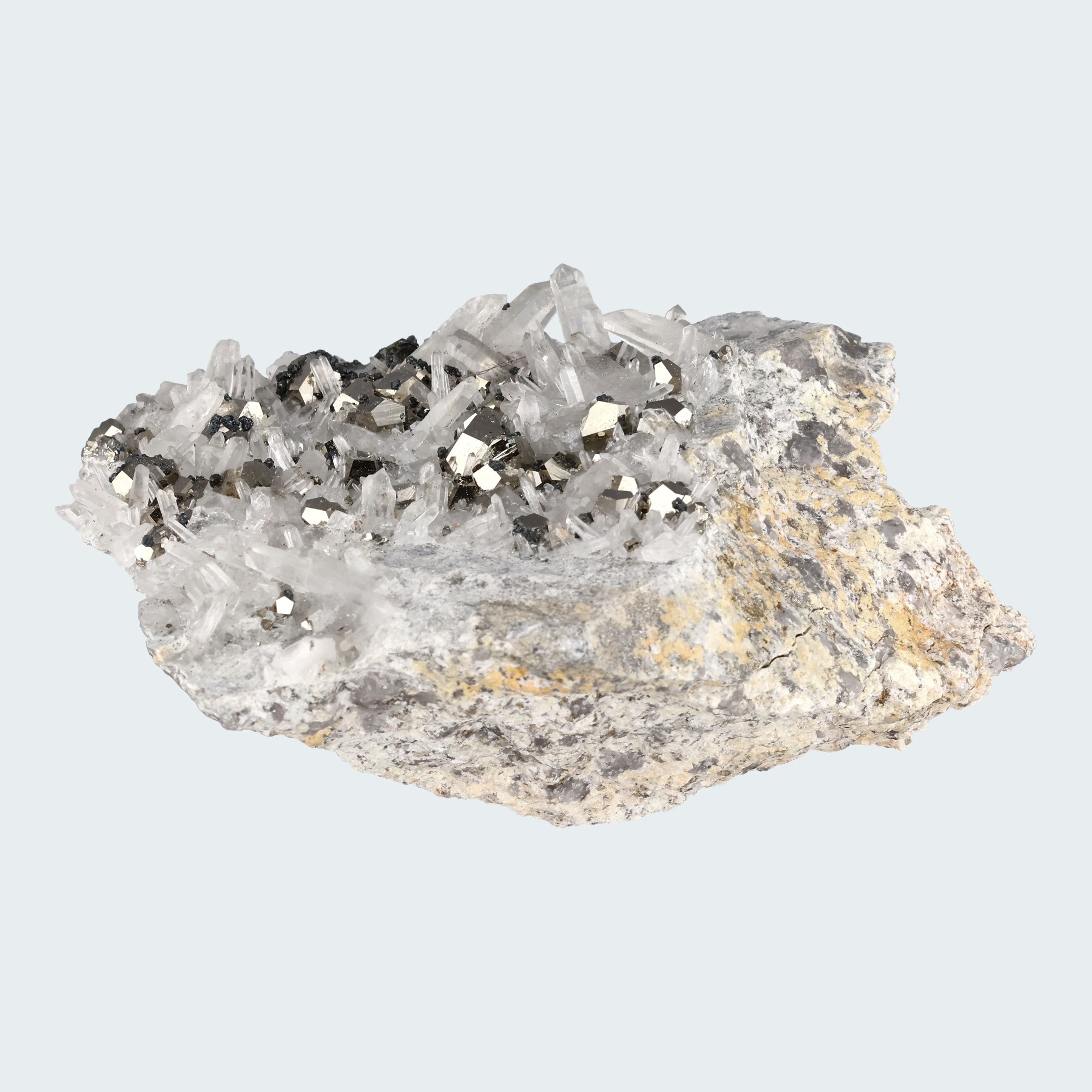 Pyrit an Bergkristall aus Indonesien (919g) - crystal paradise