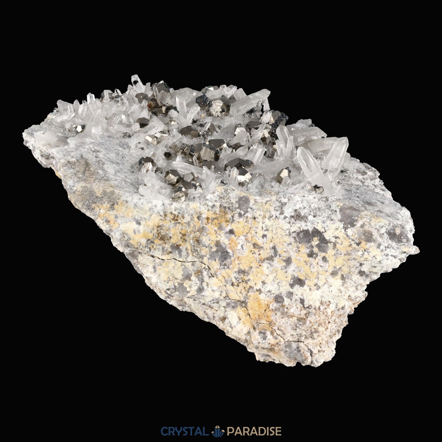 Pyrit an Bergkristall aus Indonesien (919g) - crystal paradise