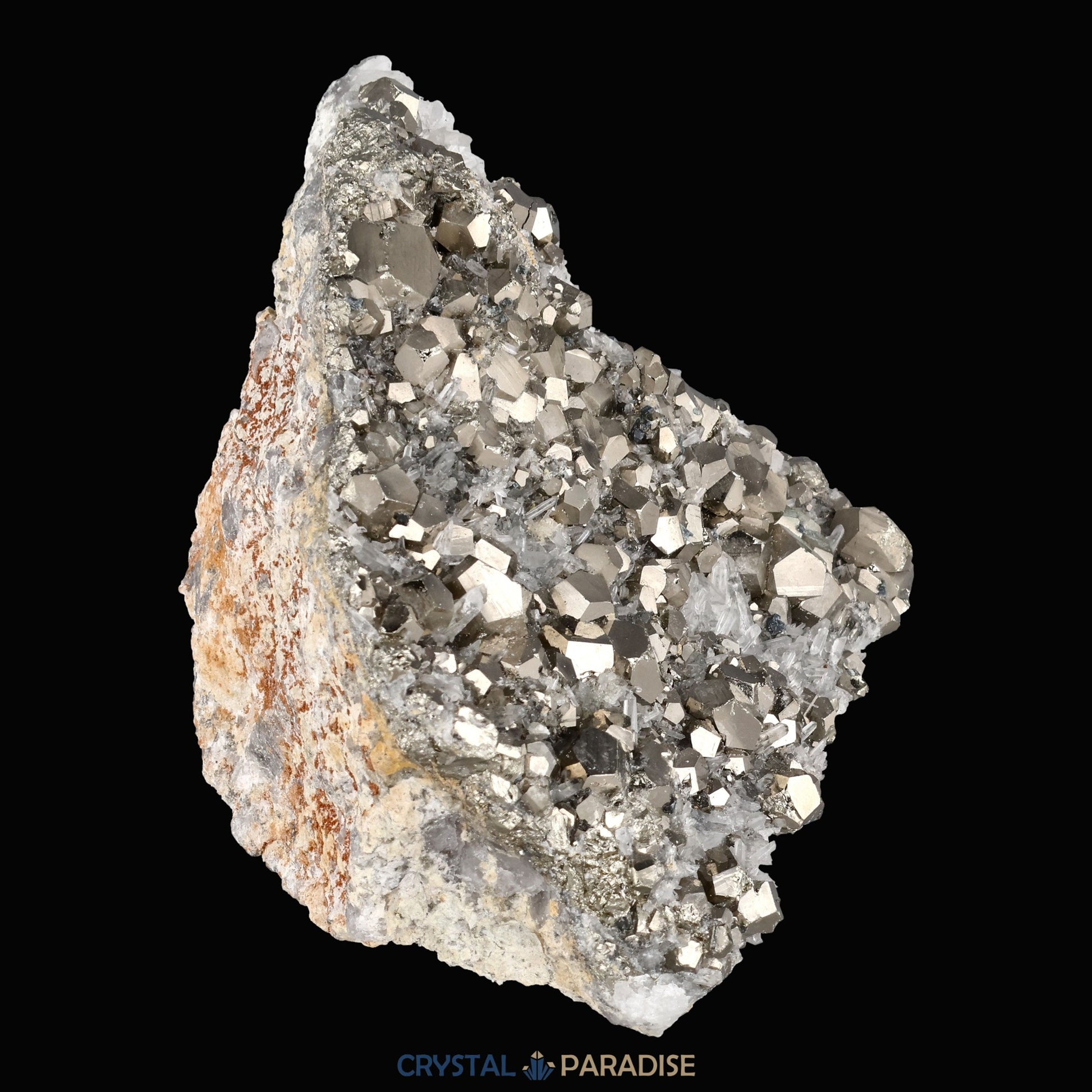 Pyrit an Bergkristall aus Indonesien (381g) - crystal paradise