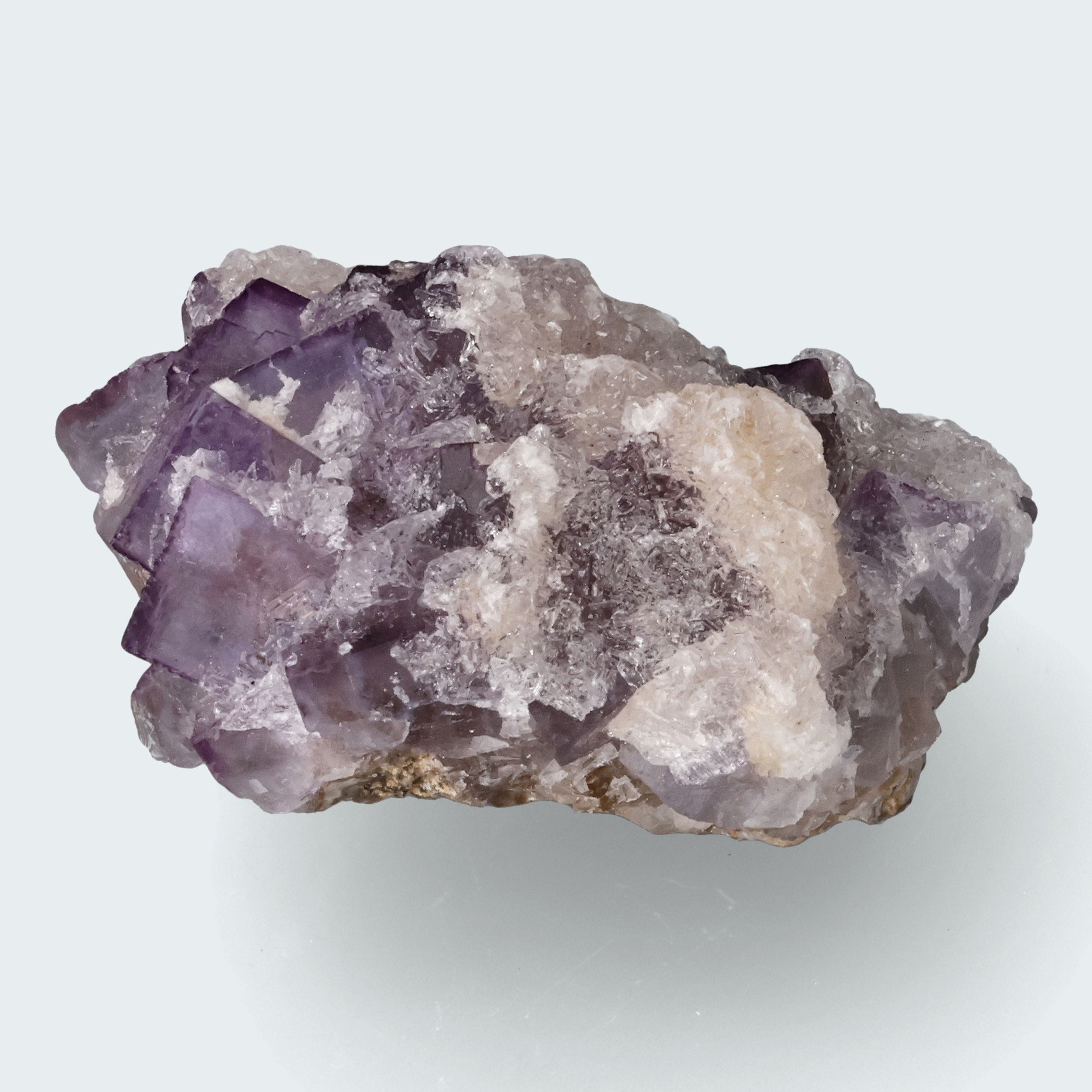 Violetter Fluorit aus Mexiko mit weissem und gelben Quarz Anlagerungen (42g) – Ansicht 3