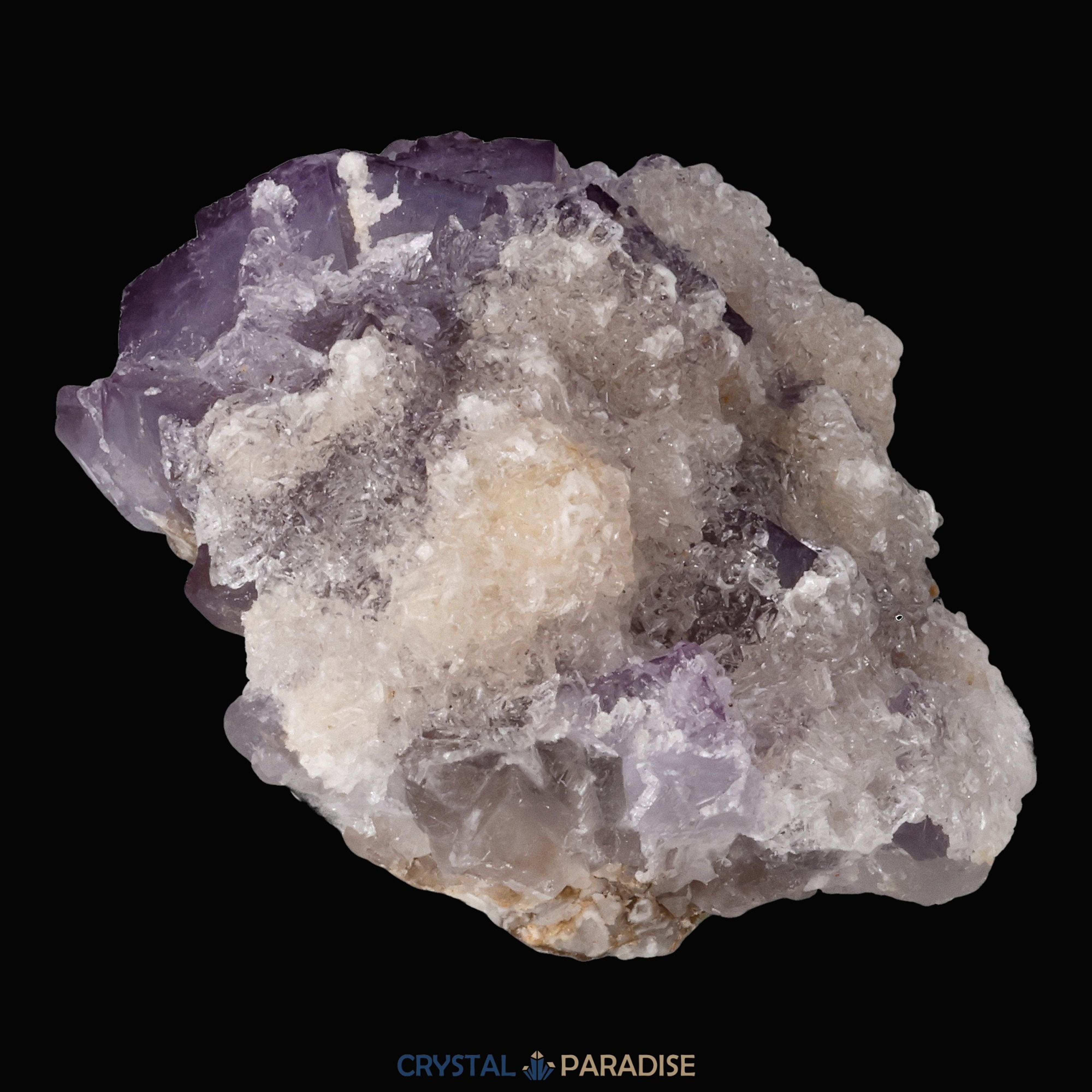 Violetter Fluorit aus Mexiko mit weissem und gelben Quarz Anlagerungen (42g) – Ansicht 7