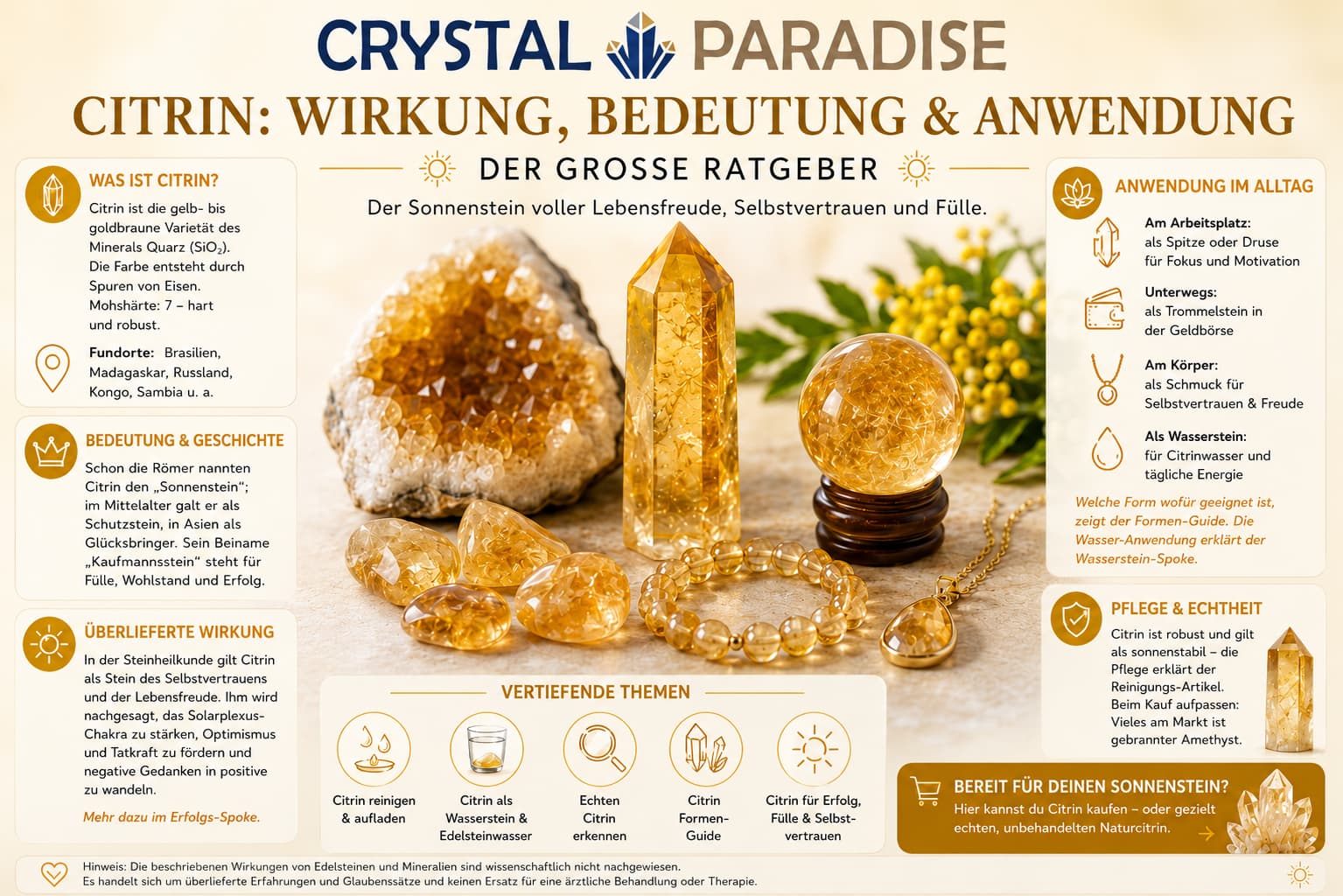 Citrin: Wirkung, Bedeutung & Anwendung