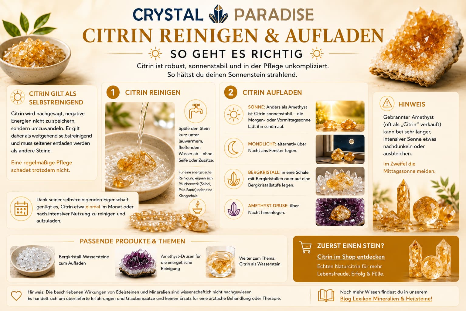 Citrin reinigen & aufladen