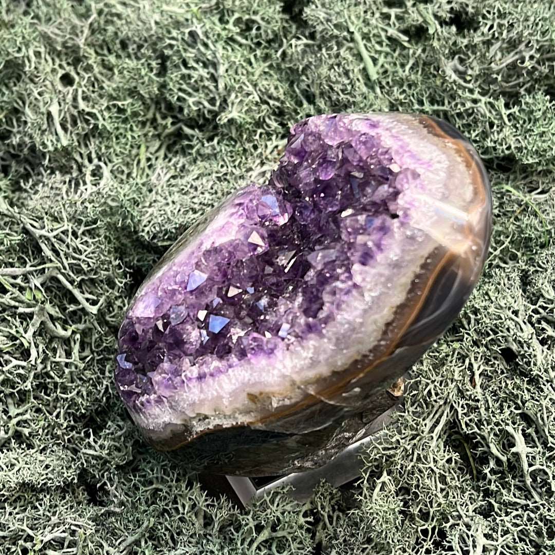 Achatisierter Amethyst Druse aus Uruguay (517g) - schönes violett!