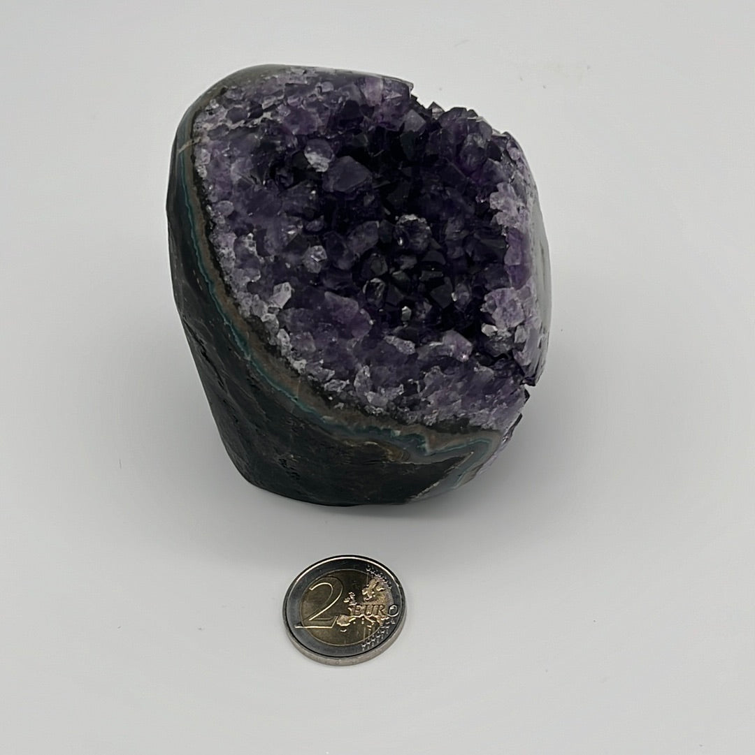 Achatisierter Amethyst Druse aus Uruguay (673g) - tief dunkles violett! - crystal paradise