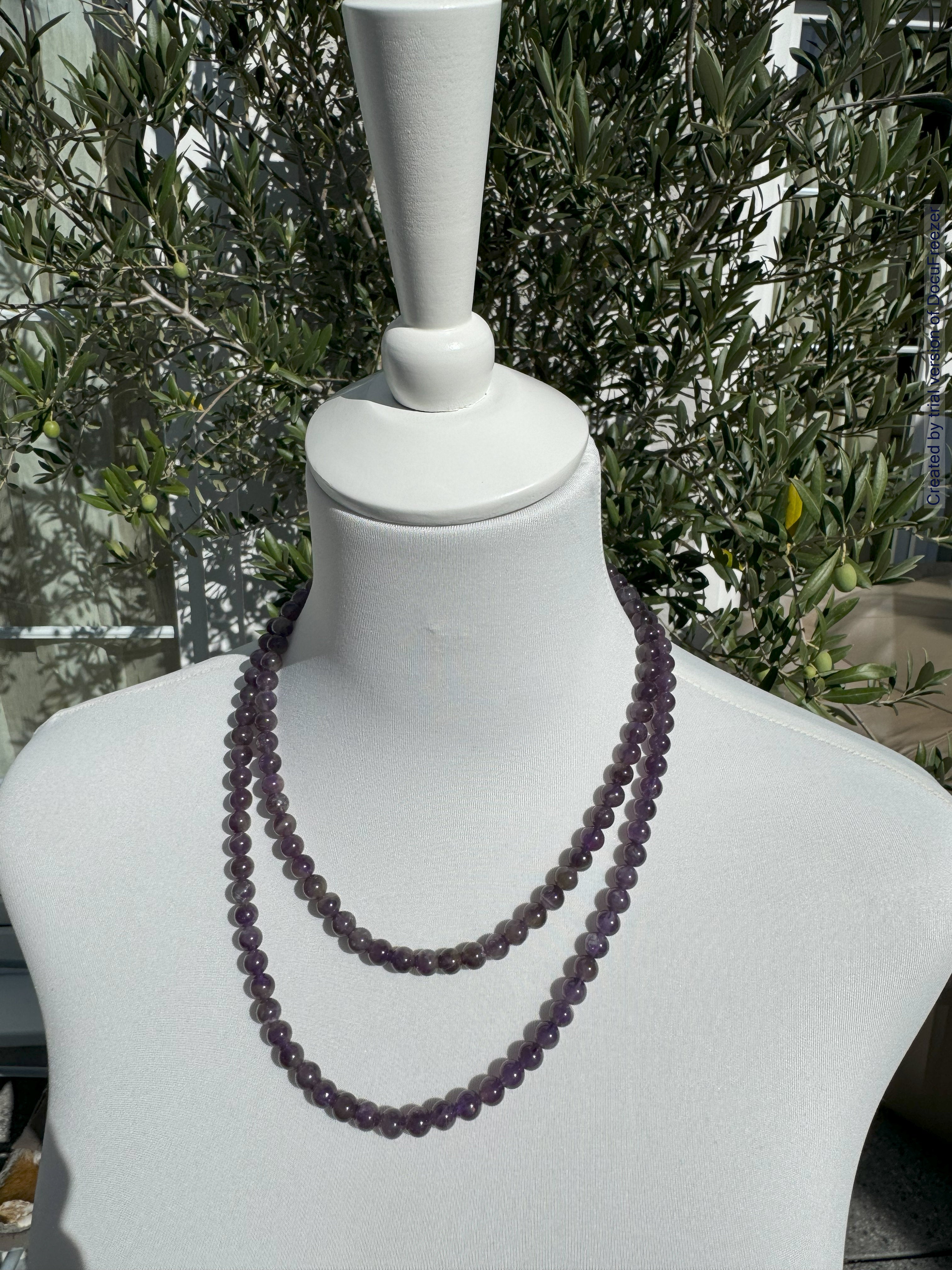 Kette aus Amethyst-Perlen 8 mm -verschiedene Längen - 1 Stück - crystal paradise