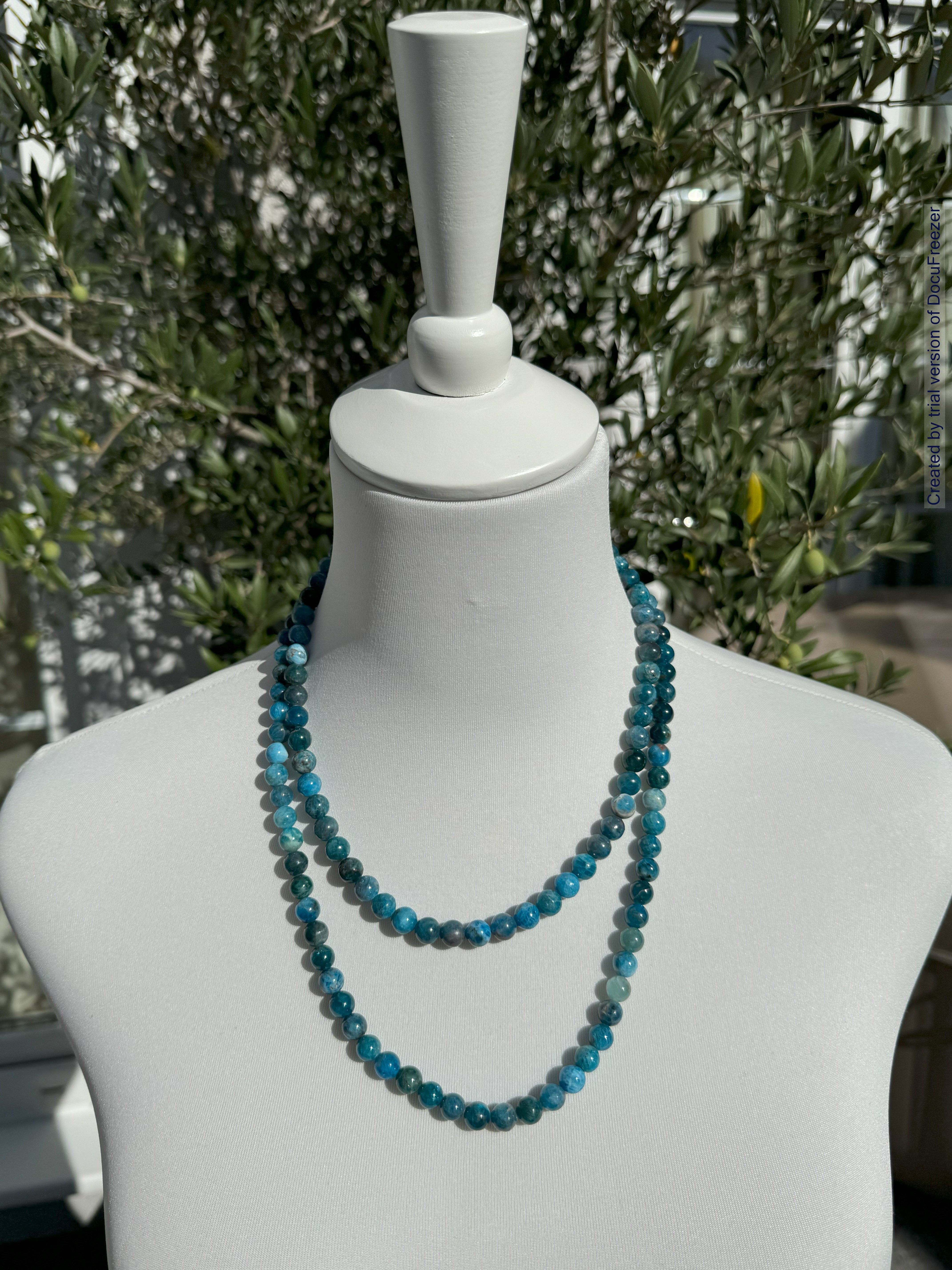 Kette aus blauem Apatit -Perlen 8 mm -verschiedene Längen - 1 Stück - crystal paradise