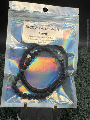 Bracelet en perles de lave (8 mm) avec cuir
