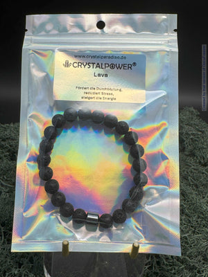 Bracelet en perles de lave 8 mm avec breloque