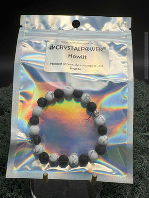 Bracelet en perles de howlite de 8 mm avec lave et breloque