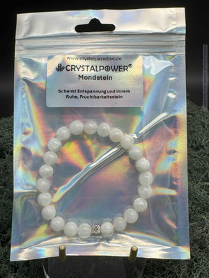 Bracelet en perles de pierre de lune 8 mm avec breloque