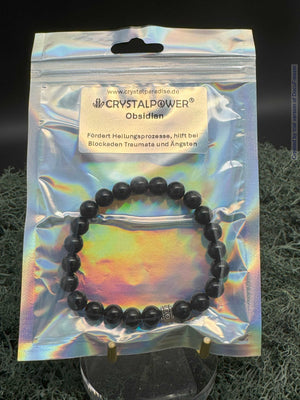 Bracelet en perles d'obsidienne de 8 mm avec breloque