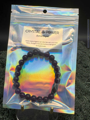 Bracelet en perles d'améthyste de 8 mm avec breloque