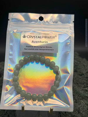 Bracelet en perles d'aventurine 8 mm avec breloque