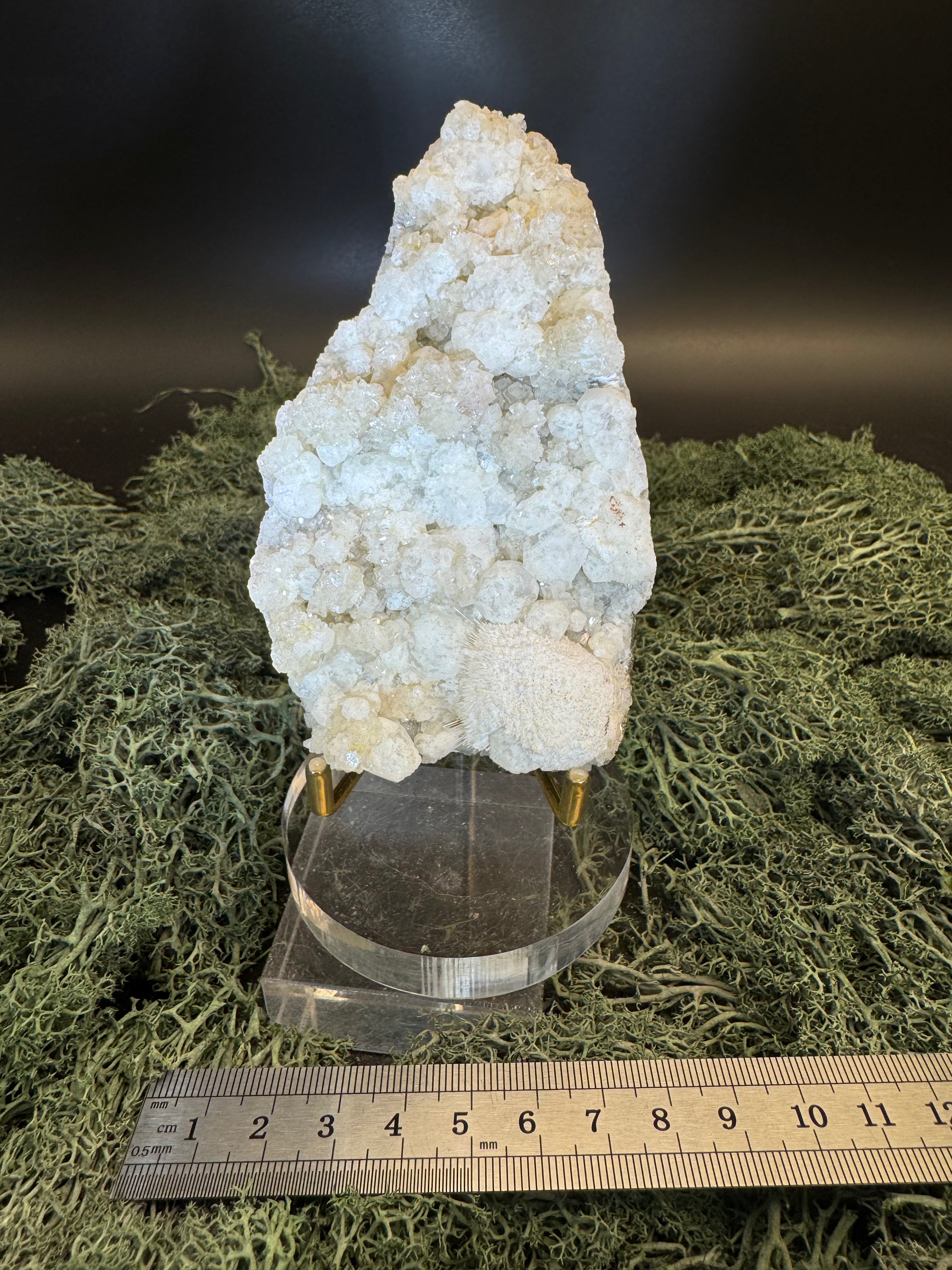 Okenit auf Apophyllit Cluster (Handstufe) aus Indien (212g) - sehr schöne Kristallbildung - crystal paradise