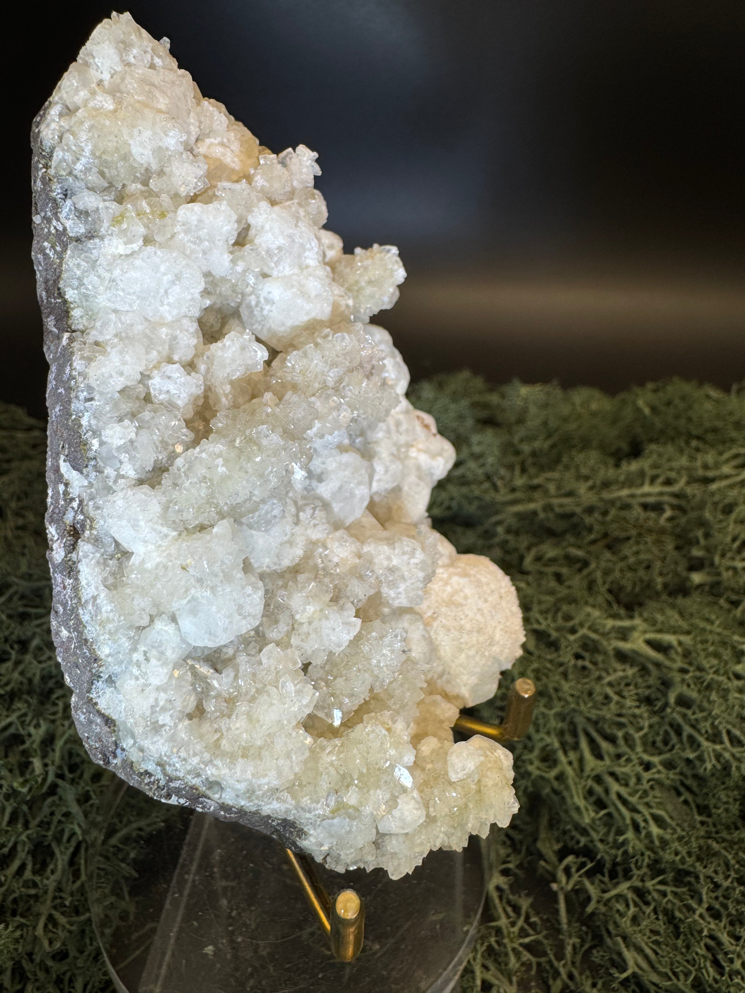 Okenit auf Apophyllit Cluster (Handstufe) aus Indien (212g) - sehr schöne Kristallbildung - crystal paradise