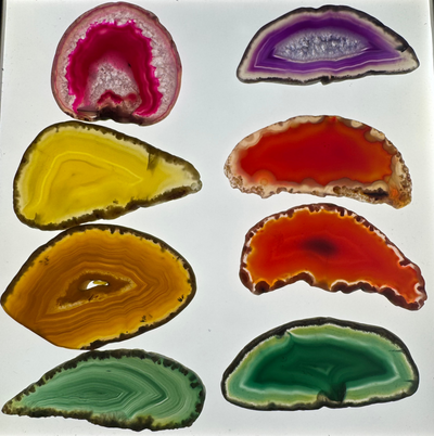 Agate disc colored - approx. 6-9 cm - Bundle (3 agate discs)