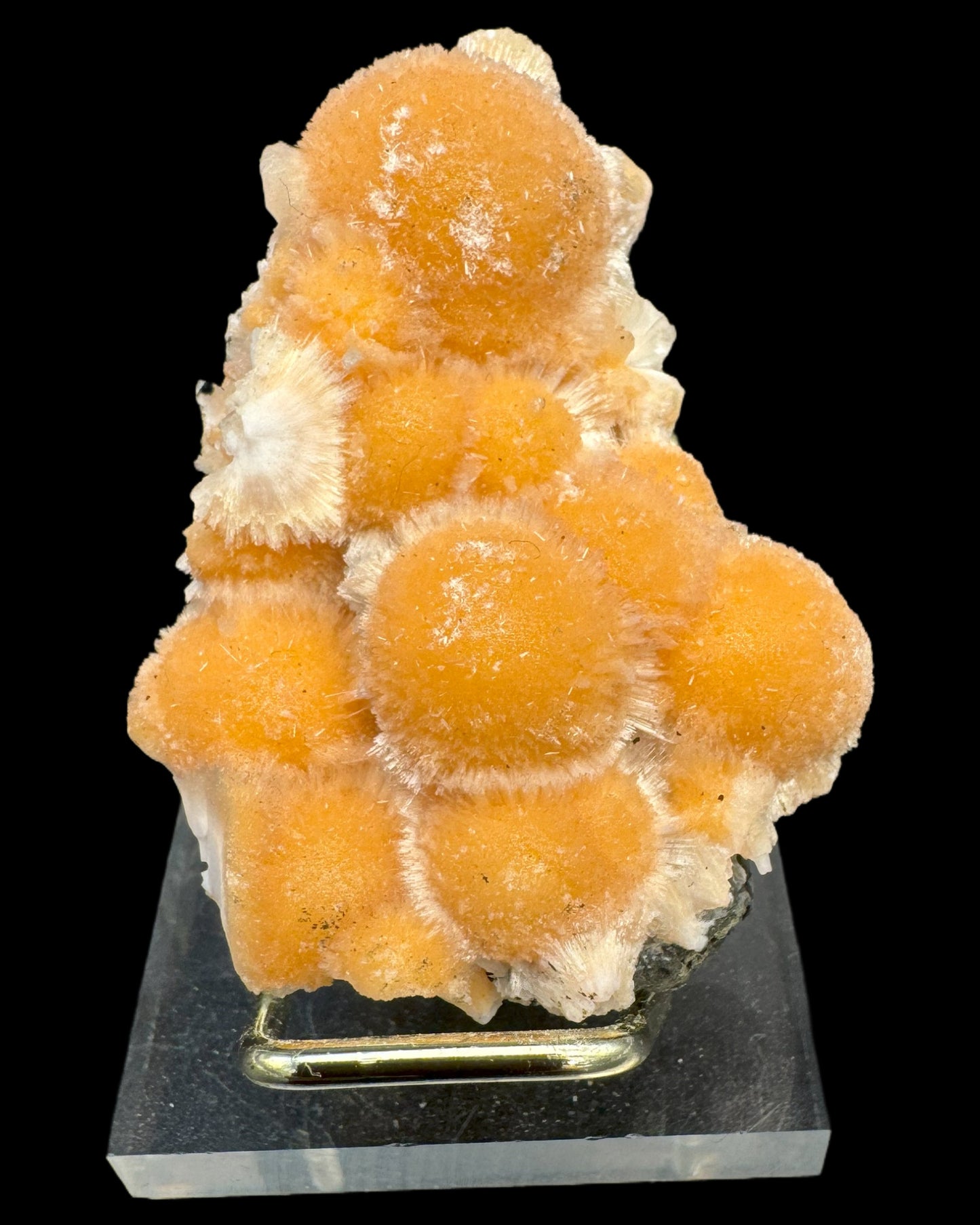 Thomsonite from India (46g) - specimen - bright orange colour, many beautiful spherical formations on the parent rock 