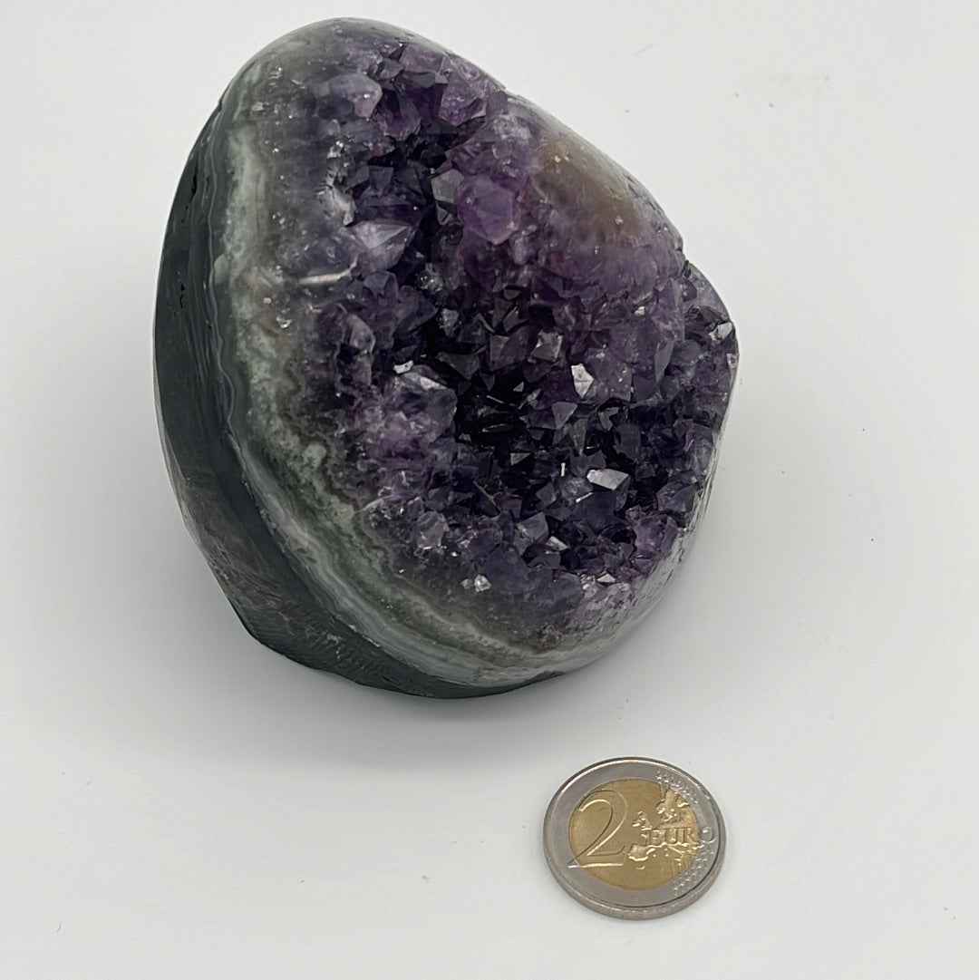 Achatisierte Amethyst Druse aus Uruguay (809g) - schönes violett! - crystal paradise