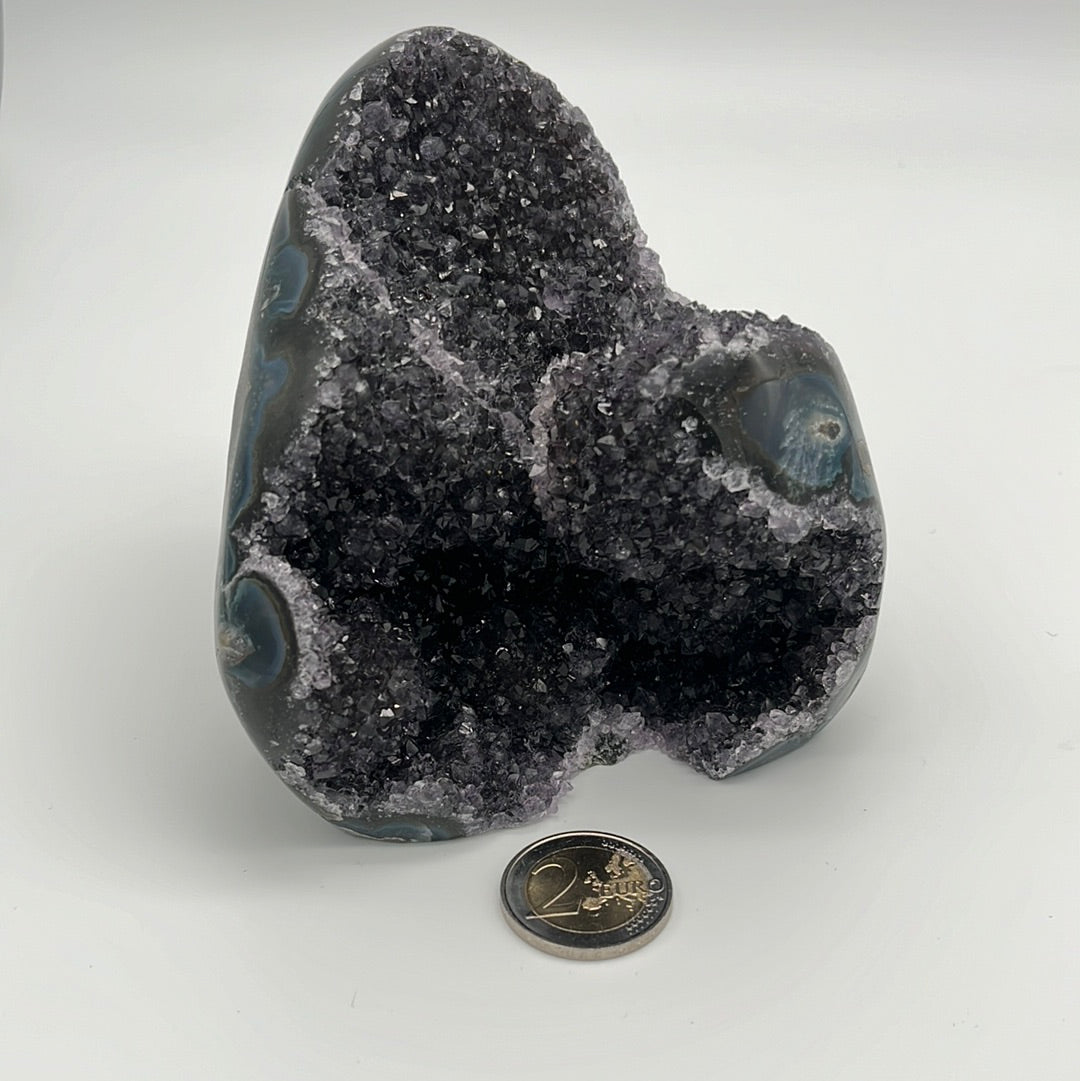 Achatisierte Amethyst Druse aus Uruguay (808g) - schönes violett! - crystal paradise