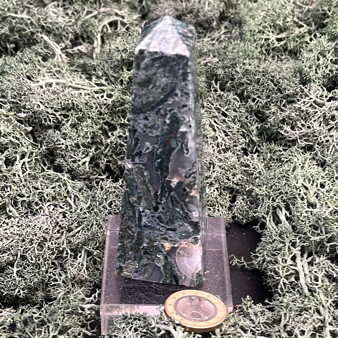 Deko: Obelisk aus Moosachat - verschiedene Größen - 1 Stück - crystal paradise