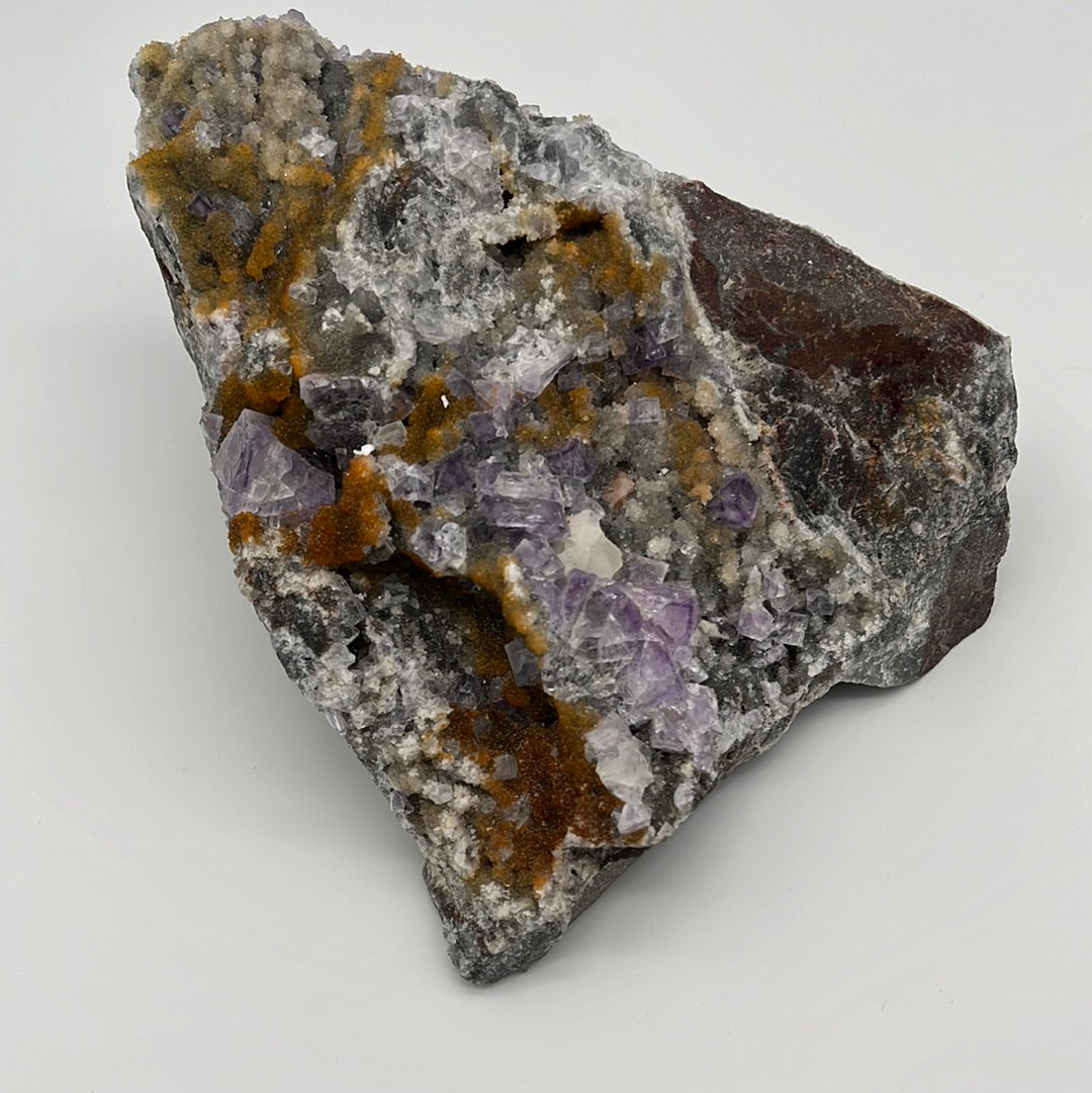 Violetter Fluorit aus Mexiko mit gelben Quarz Anlagerungen (1243g) - Grossstufe - crystal paradise