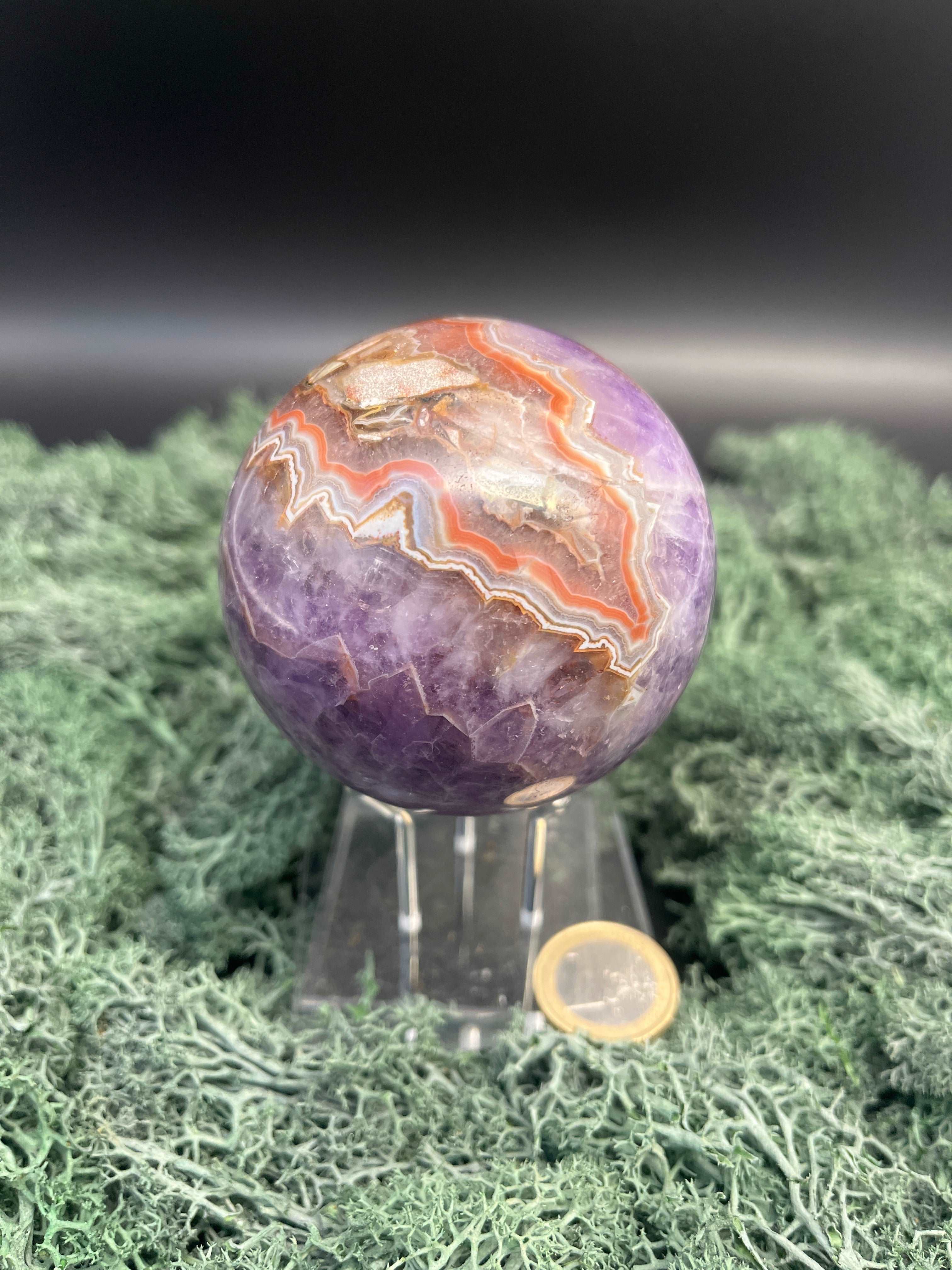 Amethyst Achat Kugel (Amethystquarz mit Achat)- 1 Stück