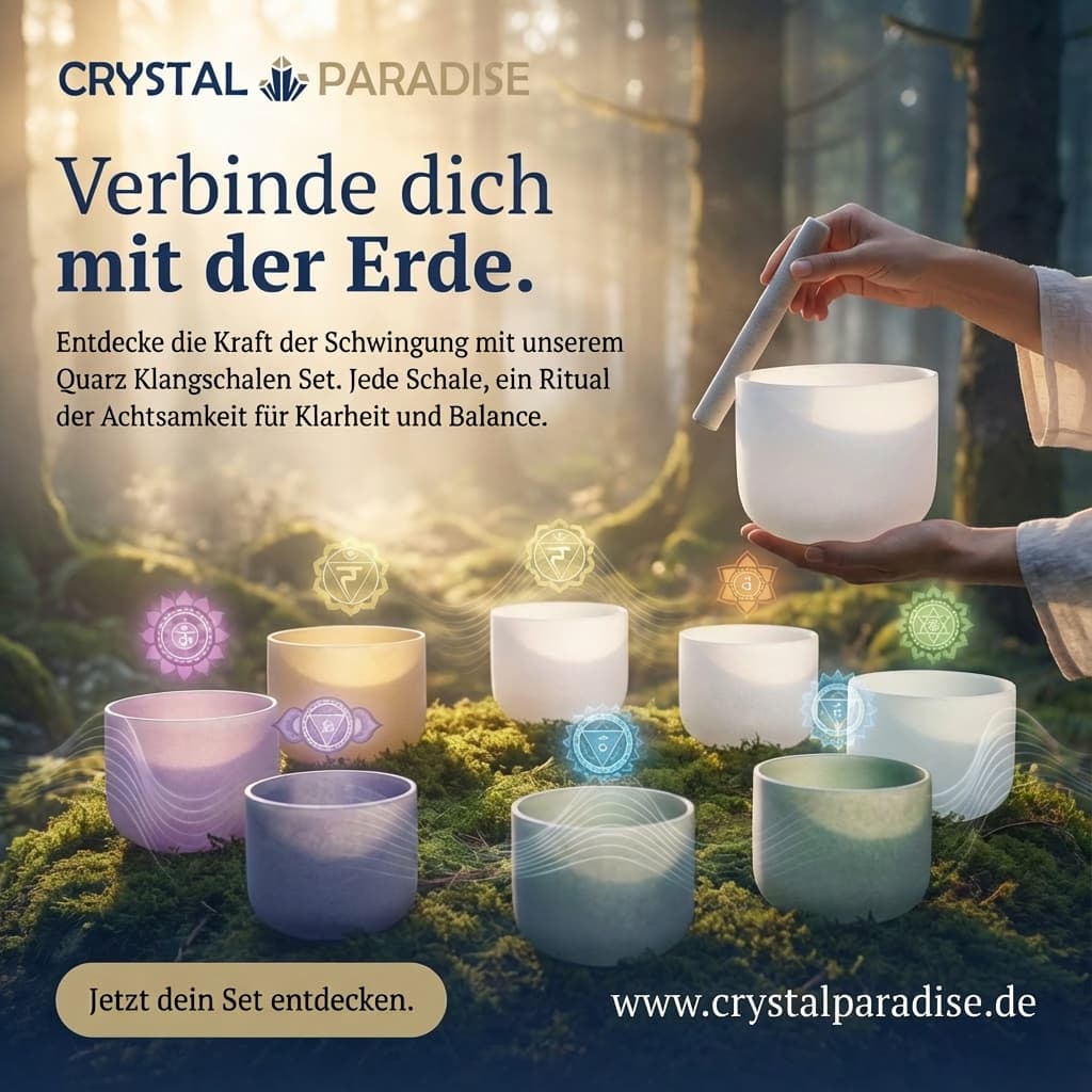 Crystal singing bowl set made of quartz (7 bowls)