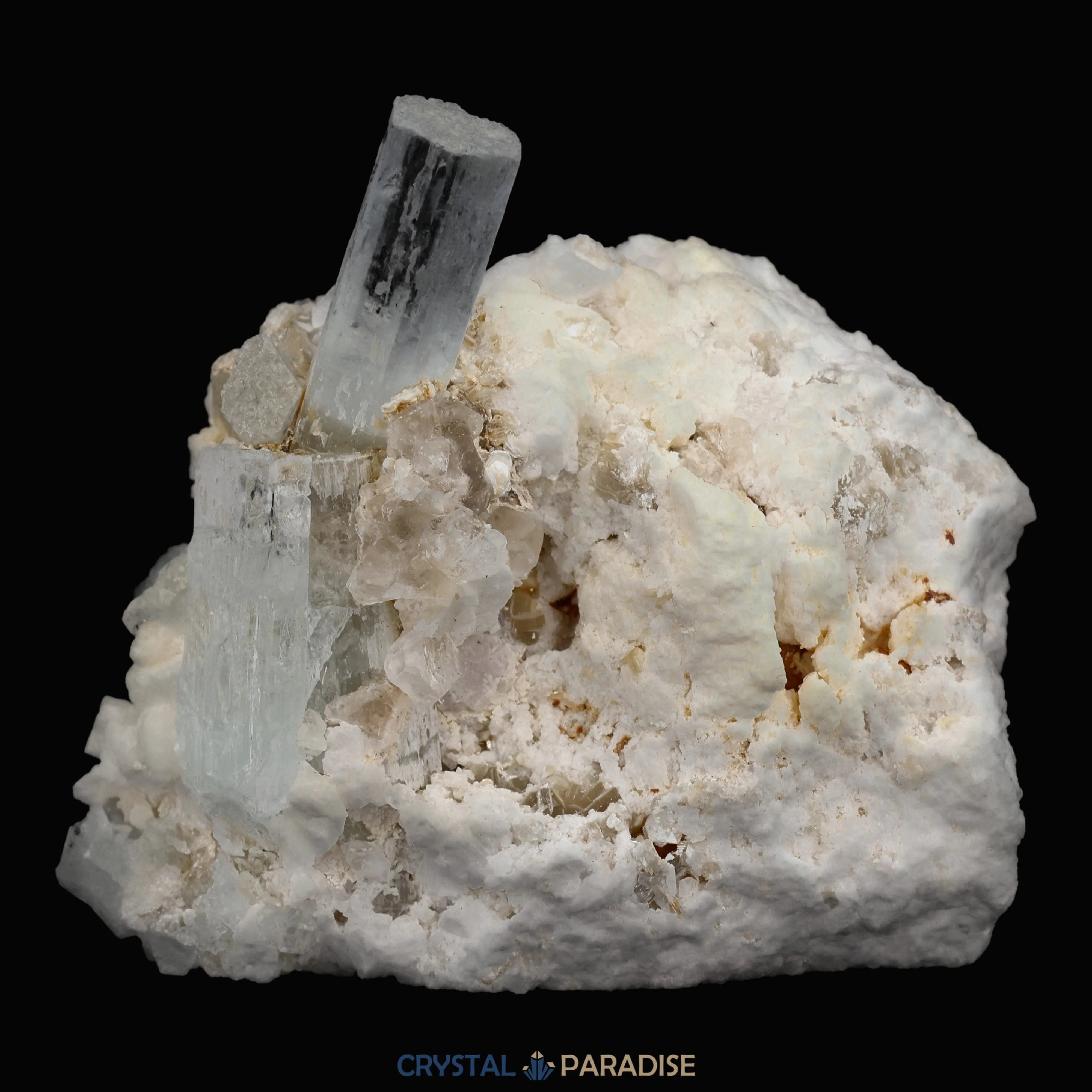 Aquamarin Handstufe auf Feldspat aus Pakistan (101g)