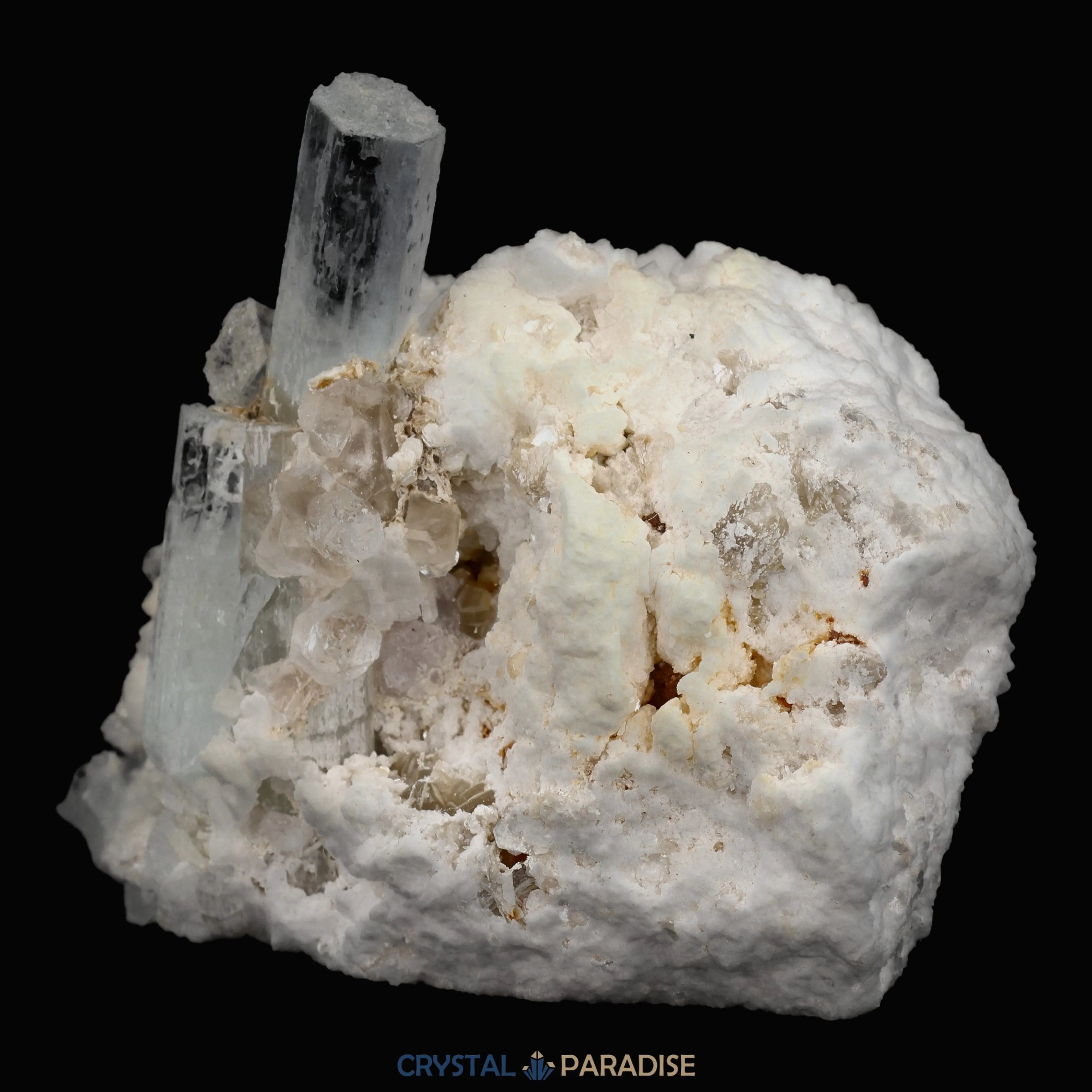 Aquamarin Handstufe auf Feldspat aus Pakistan (101g)