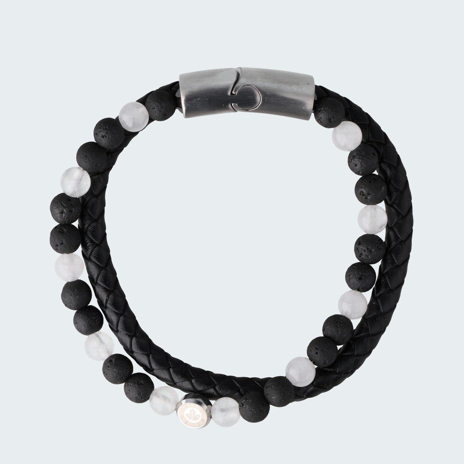 Bergkristall & Lava mit Leder – Klarheit & Stärke mit Stil - Armband crystalpower® - crystal paradise