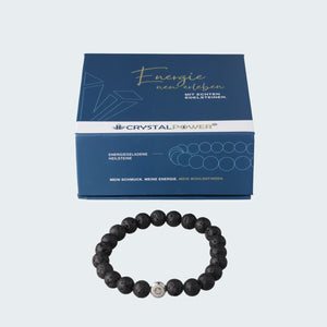 Bracelet en perles de lave 8 mm avec breloque
