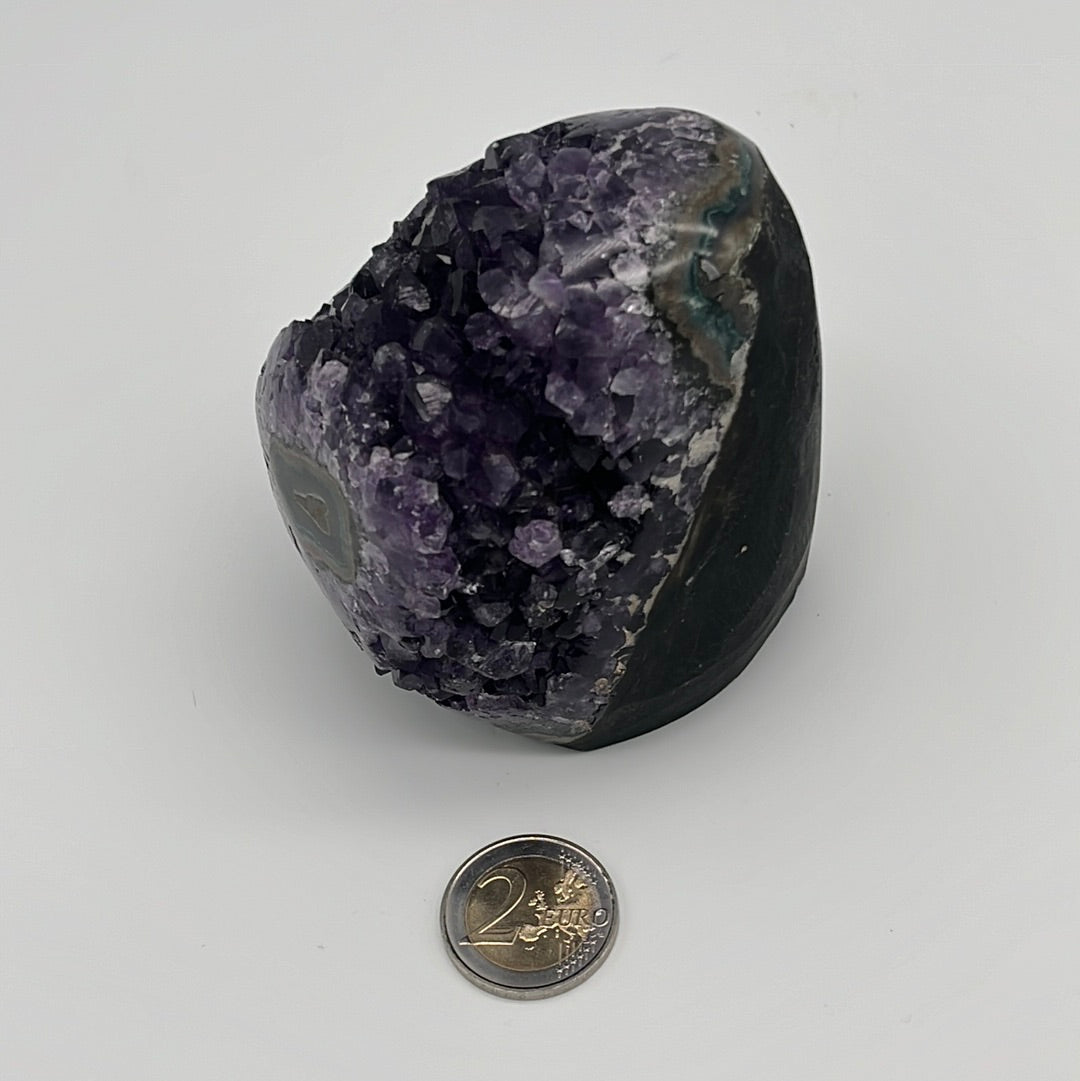 Achatisierter Amethyst Druse aus Uruguay (673g) - tief dunkles violett! - crystal paradise