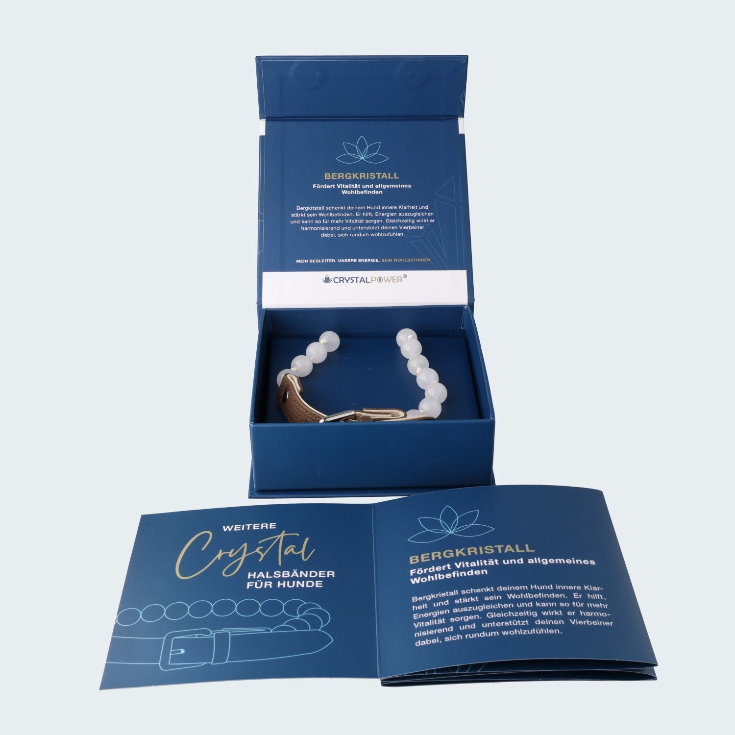 Bergkristall – fördert Vitalität und allgemeines Wohlbefinden - Hundehalsband crystalpower® - crystal paradise