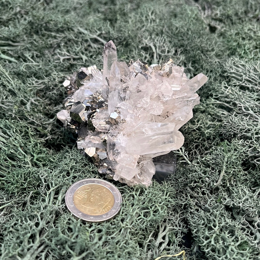 Pyrit an Bergkristall aus Indonesien (224g) - Schöne Kristallspitzen - crystal paradise