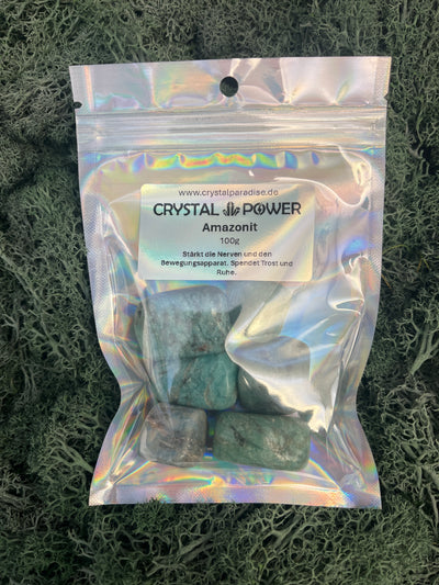 Crystal Power - Amazonit 100g - Stärkt die Nerven und den Bewegunsgaparat. Spendet Trost und Ruhe - crystal paradise