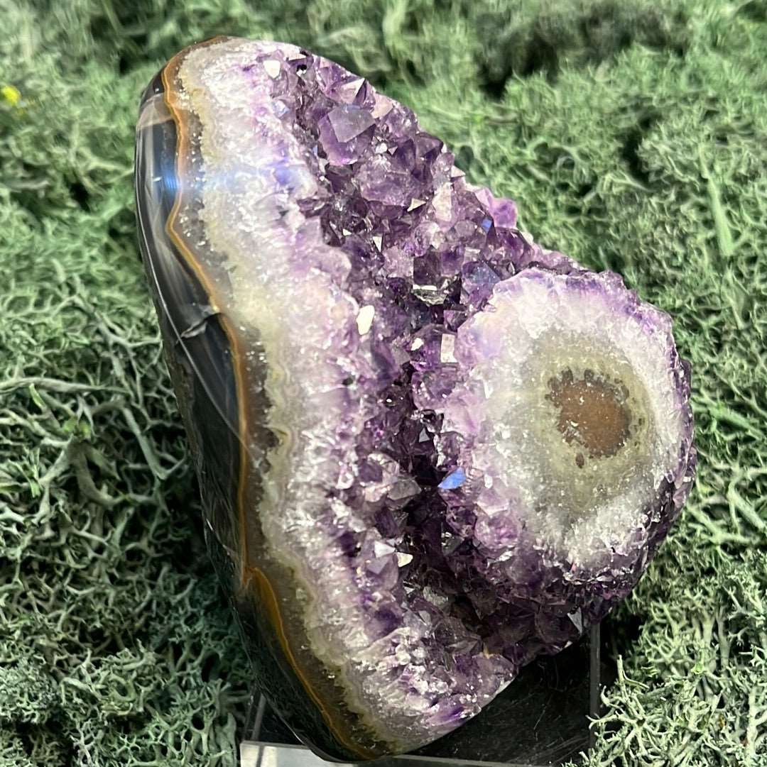 Achatisierter Amethyst Druse aus Uruguay (517g) - schönes violett!