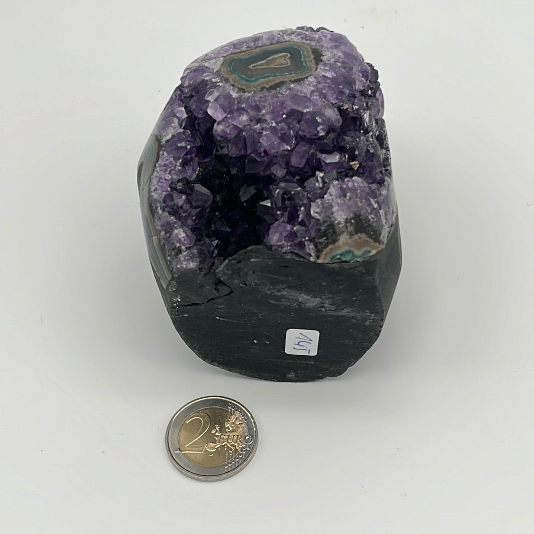 Achatisierter Amethyst Druse aus Uruguay (673g) - tief dunkles violett! - crystal paradise