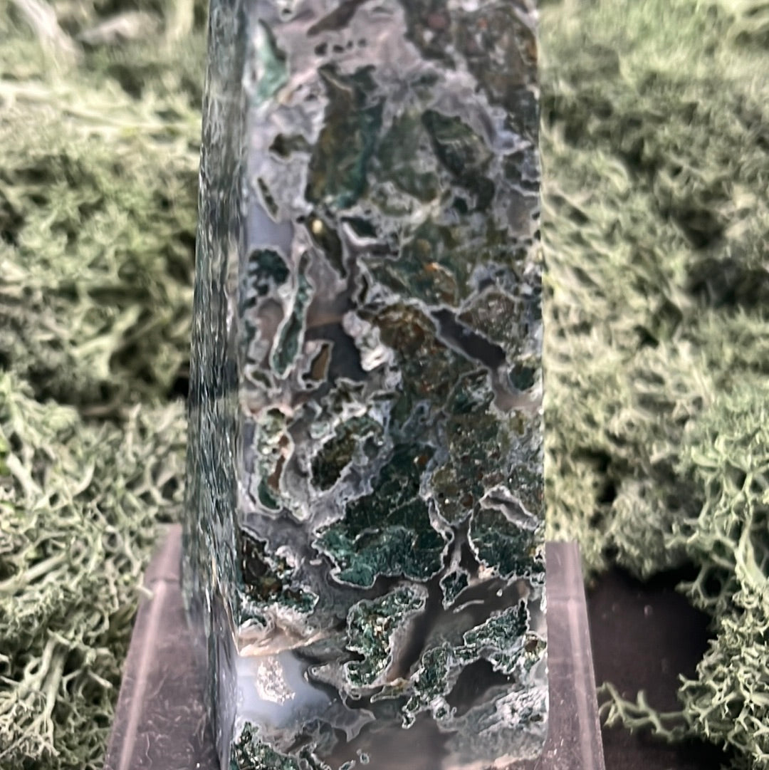 Deko: Obelisk aus Moosachat - verschiedene Größen - 1 Stück - crystal paradise