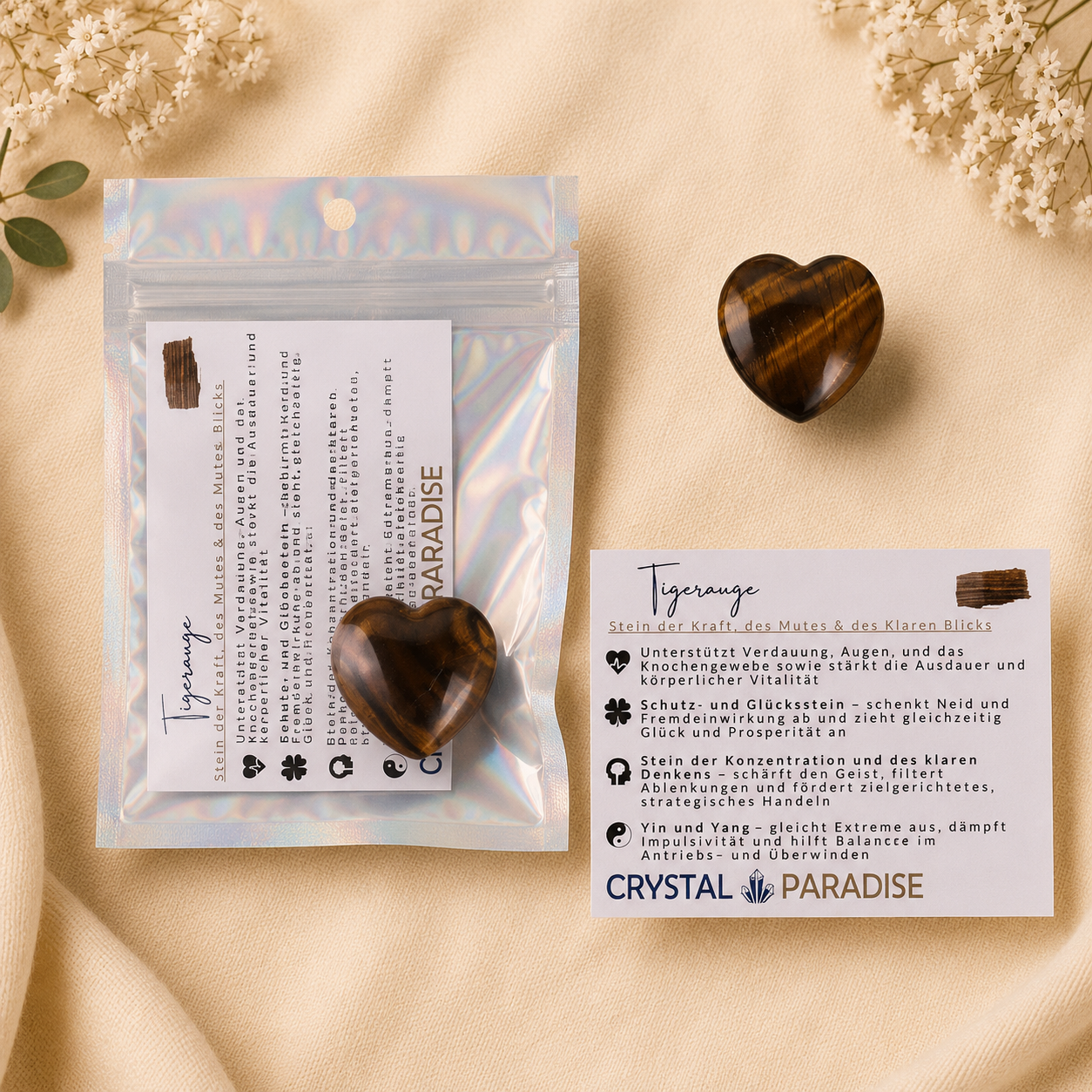 Gastgeschenk Hochzeit | Edelstein-Herz mit Karte & Säckchen