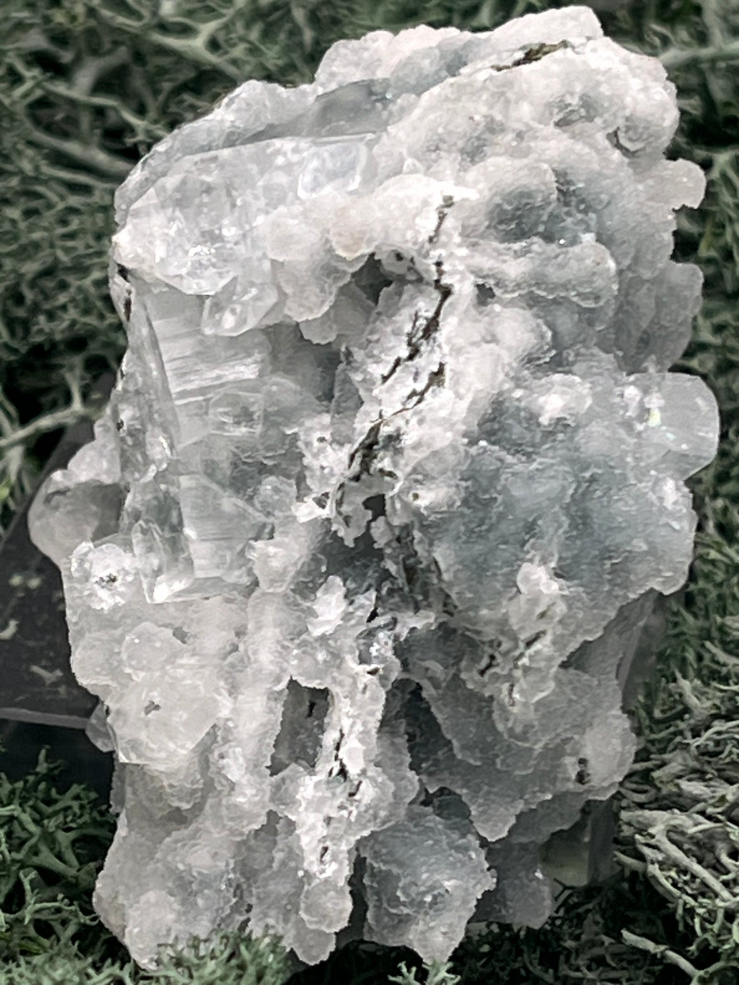 Apophyllit Stufe aus Indien (133g) - schöne Kristalle mit Sugar Crystals auf allen Seiten