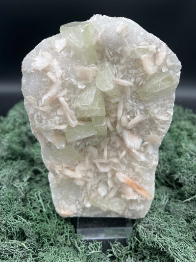 Apophyllit Stilbit Cluster XL aus Indien (1024g)- schöne grüne Kristalle - crystal paradise