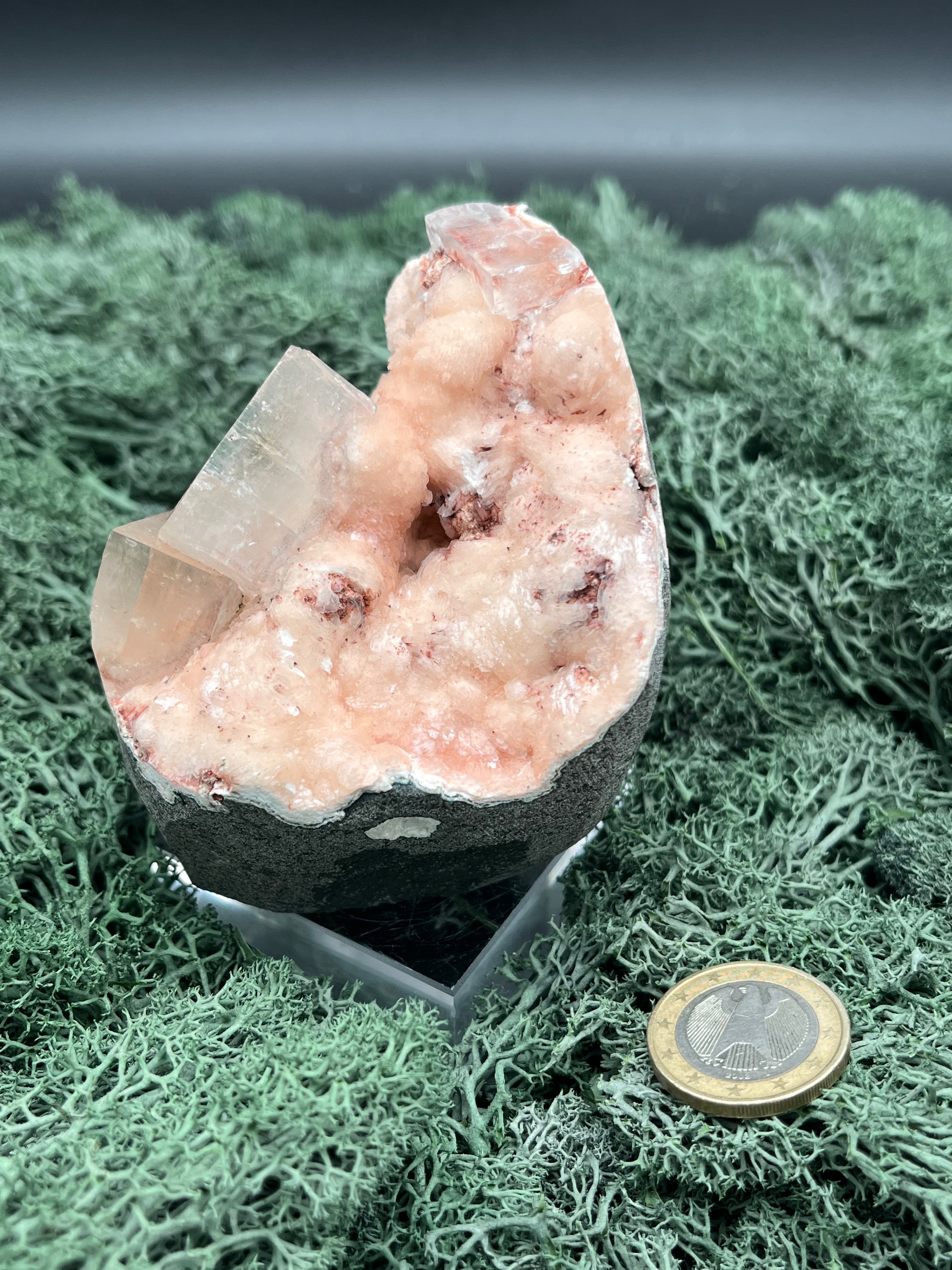 Apophyllit Stilbit Cluster aus Indien (375g)- große Würfelkristalle und rosa Stilbitüberzug - crystal paradise